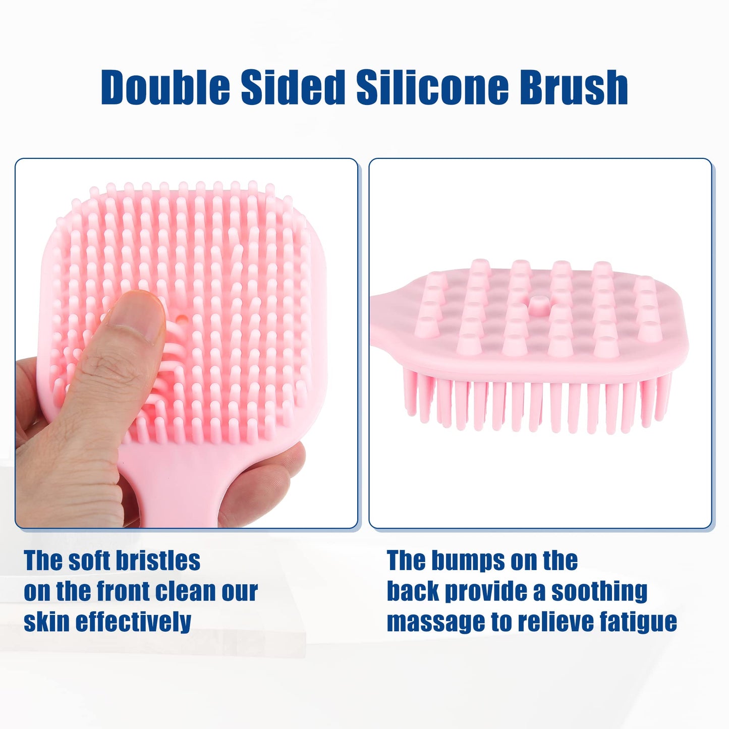 VOCOSTE Soft Silicone Bath Brush, Non-Slip Back Scrubber Shower with Long Handle for Men and Women, Pink Beauty and Personal Care VOCOSTE