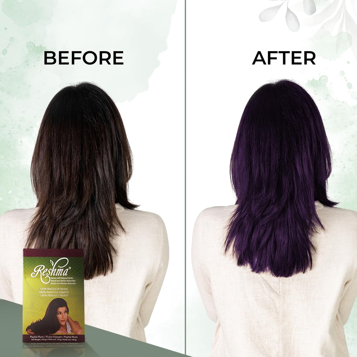 Reshma Beauty Ayurvedic Henna Hair Color Blend - Henna & Indigo with Herbal Extracts - Natural Plum/Burgundy Hair Color for Gray Blending - Heena Beauty & Personal Care Reshma Beauty