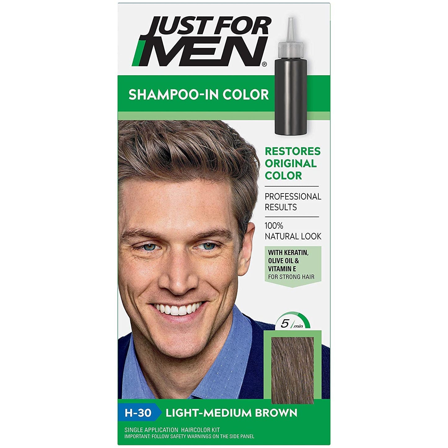 JUST FOR MEN Hair Color Light-Medium Brown H30 1 Each (Pack of 9) Beauty & Personal Care Just for Men