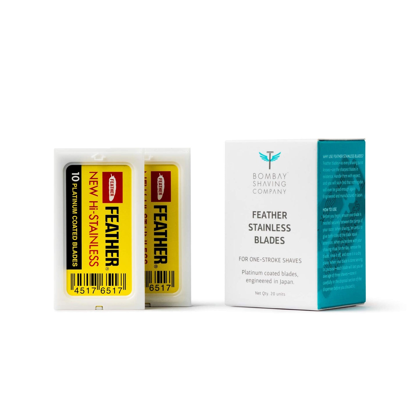 Bombay Shaving Company Feather Razor Blades, Platinum Coated 1 Count (Pack of 20) White Beauty and Personal Care Bombay Shaving Company