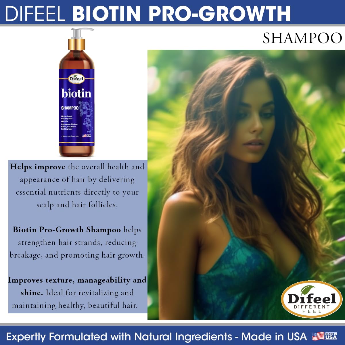 Difeel Elevated Biotin Shampoo & Conditioner LARGE 33.8oz 2-PC Gift Set - Shampoo and Conditioner for Thinning Hair and Hair Loss, Sulfate Free Beauty & Personal Care Difeel