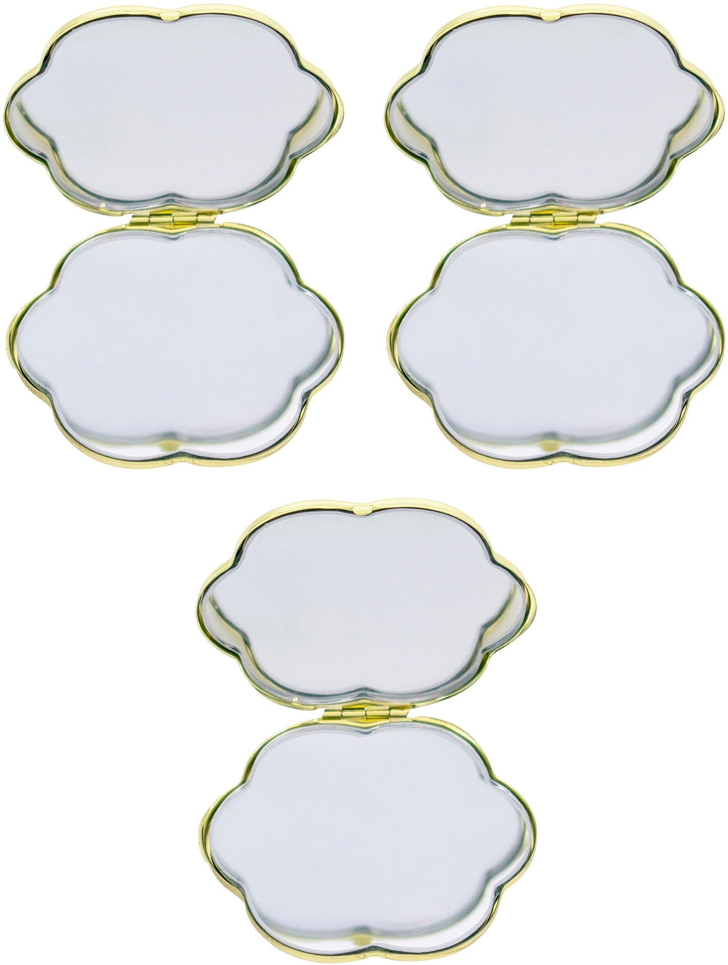 Stephanie Imports Set of 3 Double Sided Magnifying Compact Mirrors (Gold, Rounded Hexagon) Beauty & Personal Care Stephanie Imports