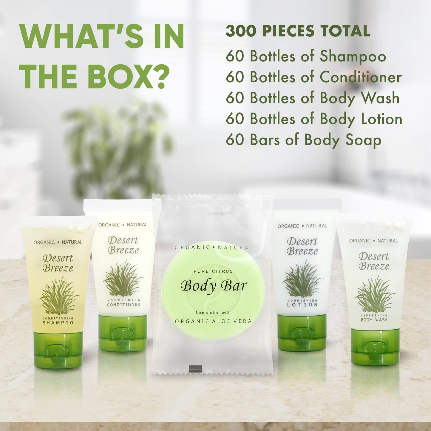 Travel Size Hotel Toiletry Set 300 Count 1 oz Bottles Guest Amenities for Vacation Rentals and Short Term Rentals Paraben Free Green Tea Lemongrass Beauty & Personal Care 1-Shoppe All-in-Kit