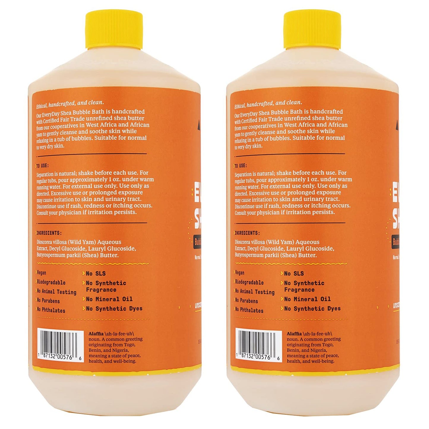 Alaffia Everyday Shea Bubble Bath, Cleanse, Soothe & Moisturize Skin, Made with Fair Trade Shea Butter, Cruelty Free, No Parabens, Vegan, Unscented, 2 Beauty & Personal Care Alaffia