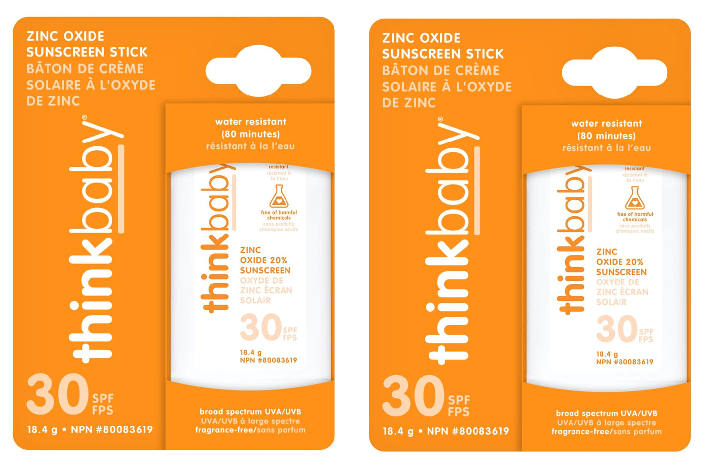 thinkbaby Sunscreen Stick, White/Orange, 0.64 Ounce (2 pack) Beauty & Personal Care THINK