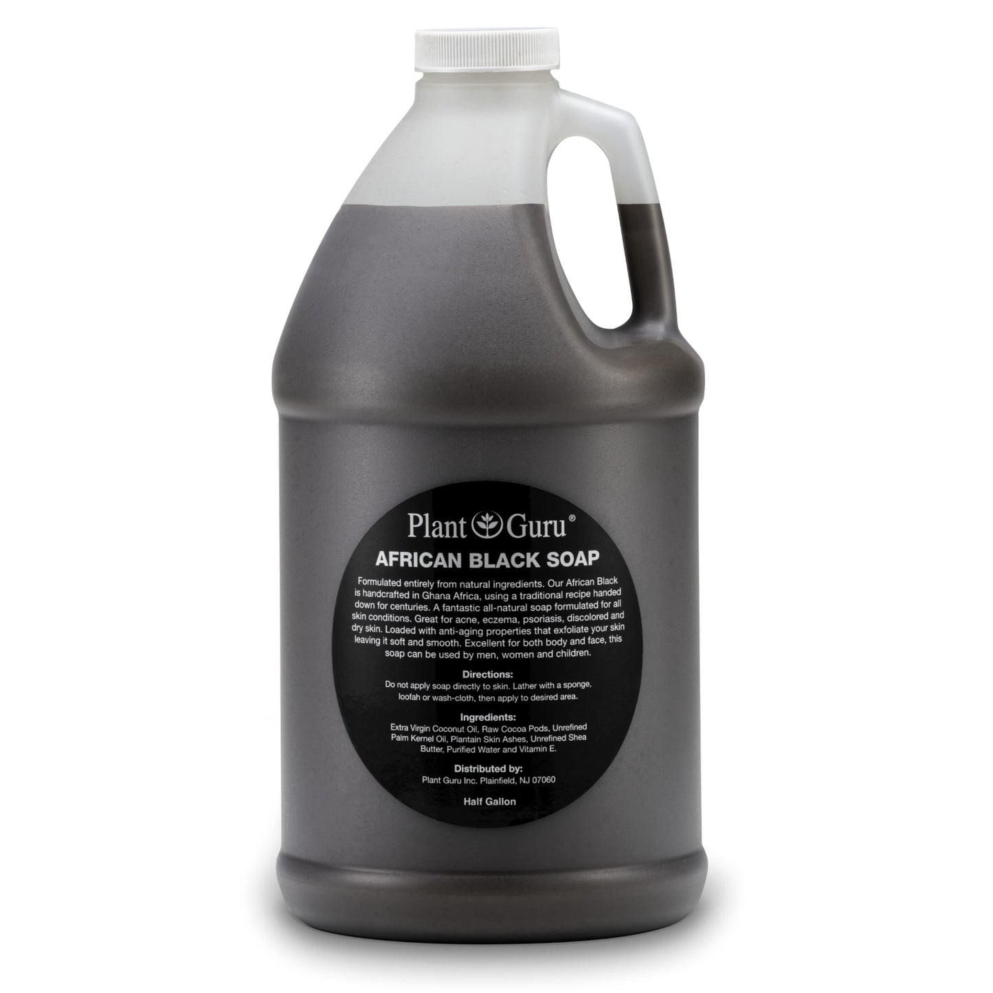 Plant Guru Raw African Black Soap Liquid Half Gallon - Pure & Natural Traditional Skincare for Face, Body & Hair | Handmade Cleanser for All Skin Beauty & Personal Care Plant Guru