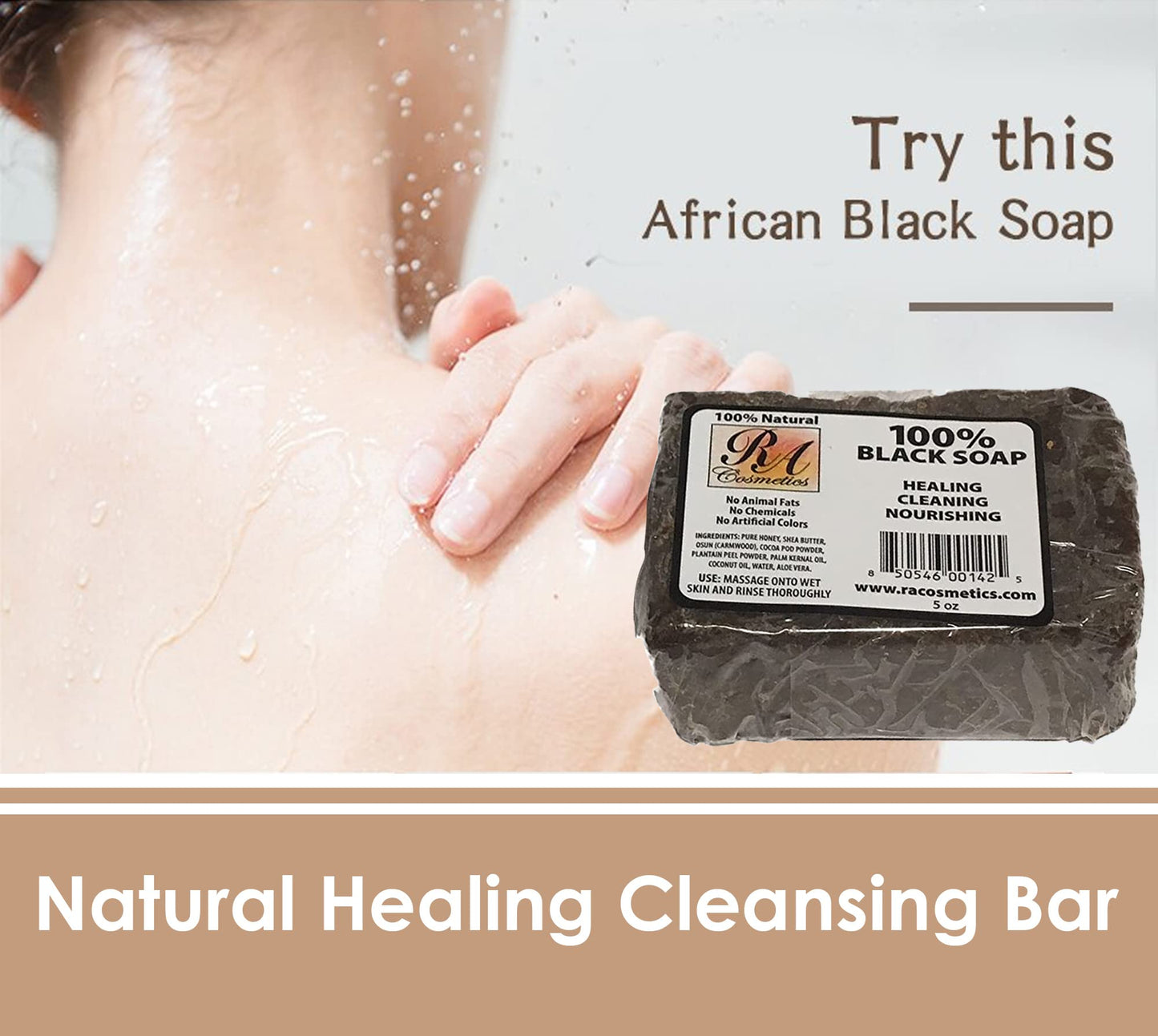 RA COSMETICS 100% Black Facial Soap Natural Healing Cleansing Bar Beauty & Personal Care RA COSMETICS