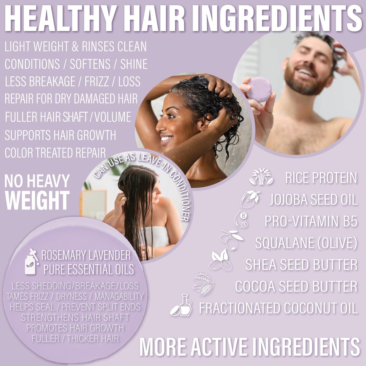 Luxiny Hair Shampoo and Conditioner Set - Sulfate Free Lavender Bars, Made in USA (1 Shampoo Bar 60g, 1 Deep Conditioner Bar 50g) Beauty & Personal Care Luxiny