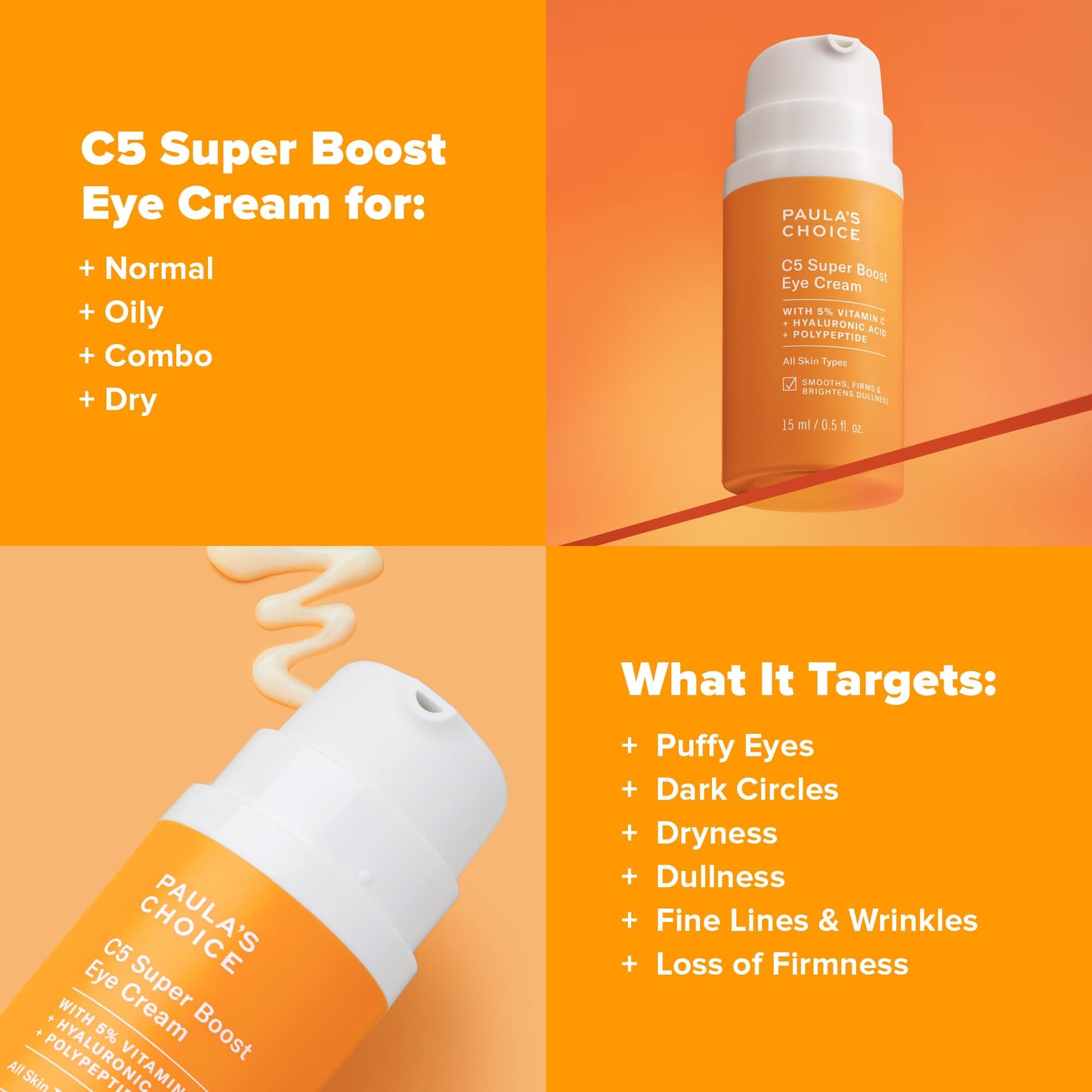 Paula's Choice C5 Super Boost Eye Cream for Dark Circles, Puffy Eyes, Fine Lines & Crow’s Feet, Eye Repair Cream with 5% Vitamin C, Hyaluronic Acid Beauty & Personal Care Paula's Choice