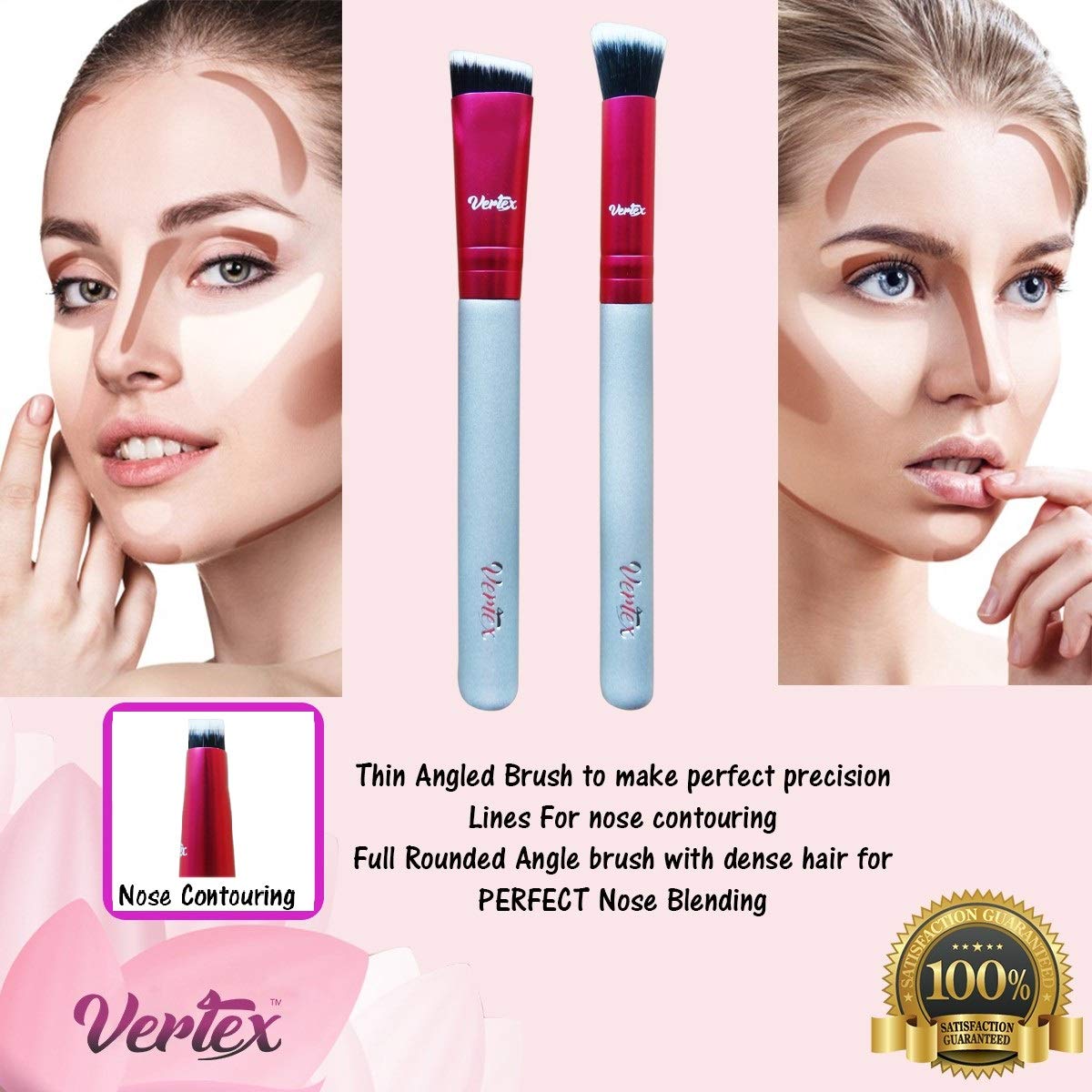 Nose Contour Brush Contouring Makeup Brush Set - Sculpting Blending Real Brush Hair Angled Blush Techniques Dramatic Cheekbones Highlighting Bronzer Beauty & Personal Care Vertex