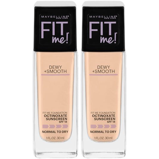 Maybelline New York Fit Me Dewy + Smooth Liquid Foundation Makeup With Spf 18, Classic Ivory, 2 Fluid Ounce