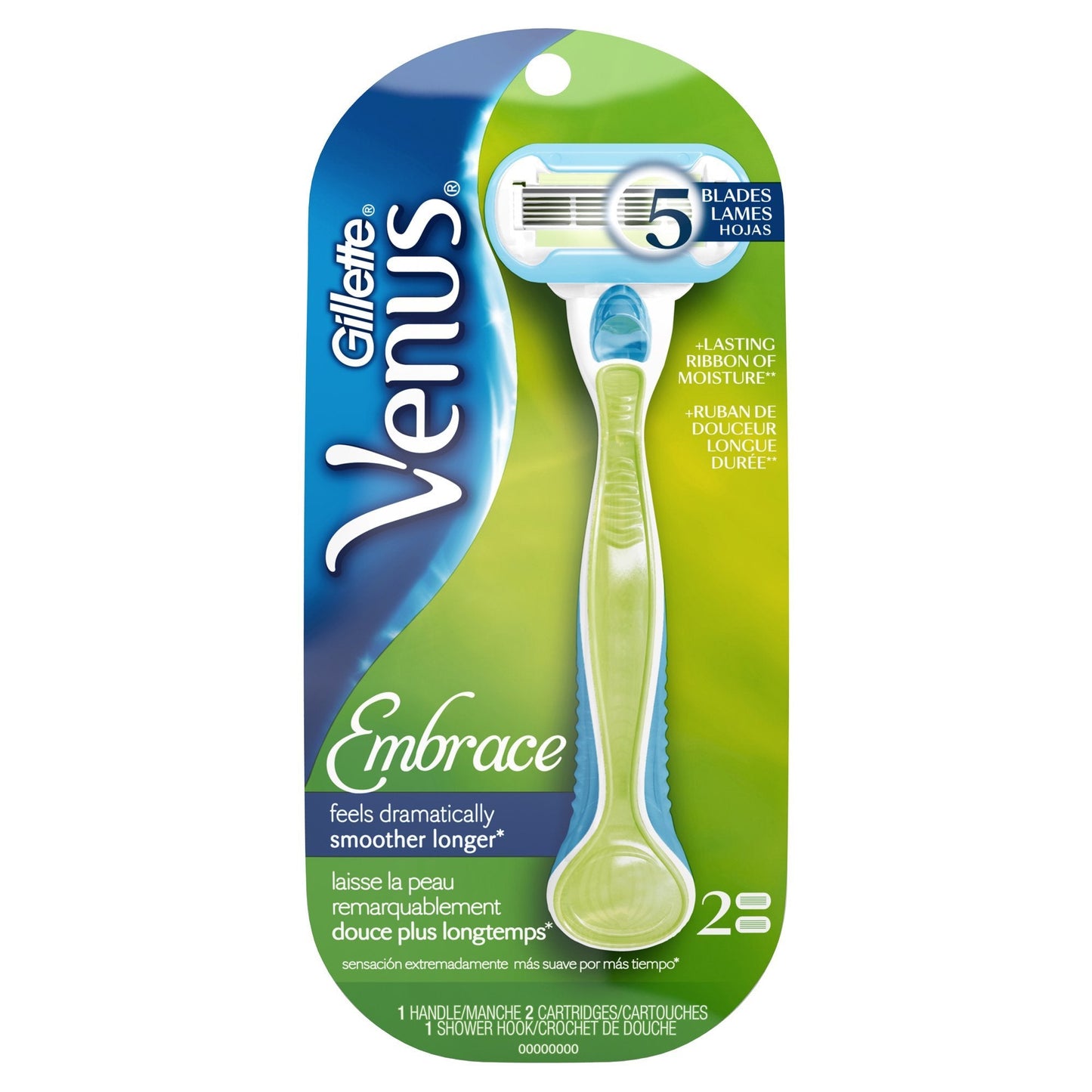 Gillette Venus Embrace Women's Razor with 2 Razor Blade Refills, Green, Women's Razors/Blades Beauty and Personal Care Gillette Venus
