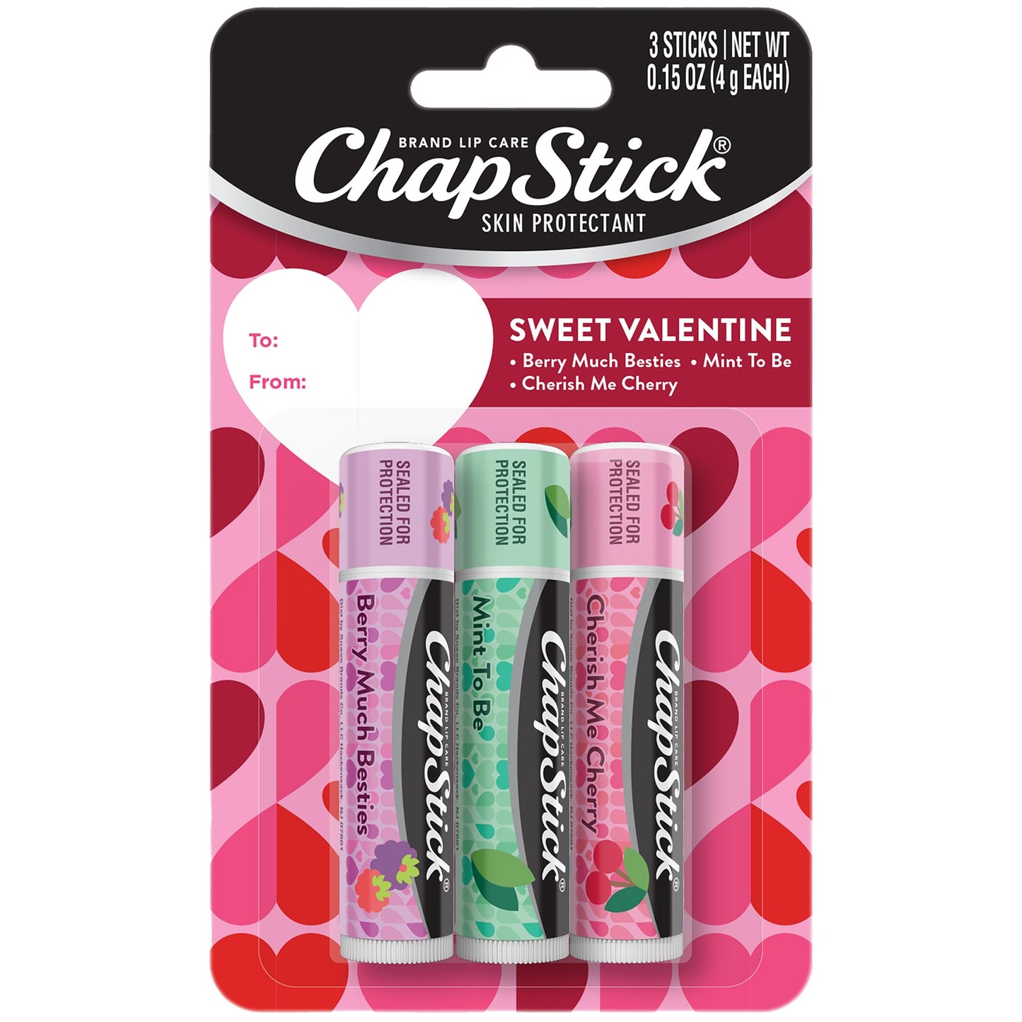 ChapStick Sweet Valentine Gift Lip Balm, Hydrating & Moisturizing Lip Care For Dry, Chapped Lips, Limited Edition Flavors, 3 Pack Variety, 0.15 OZ EA Beauty & Personal Care ChapStick