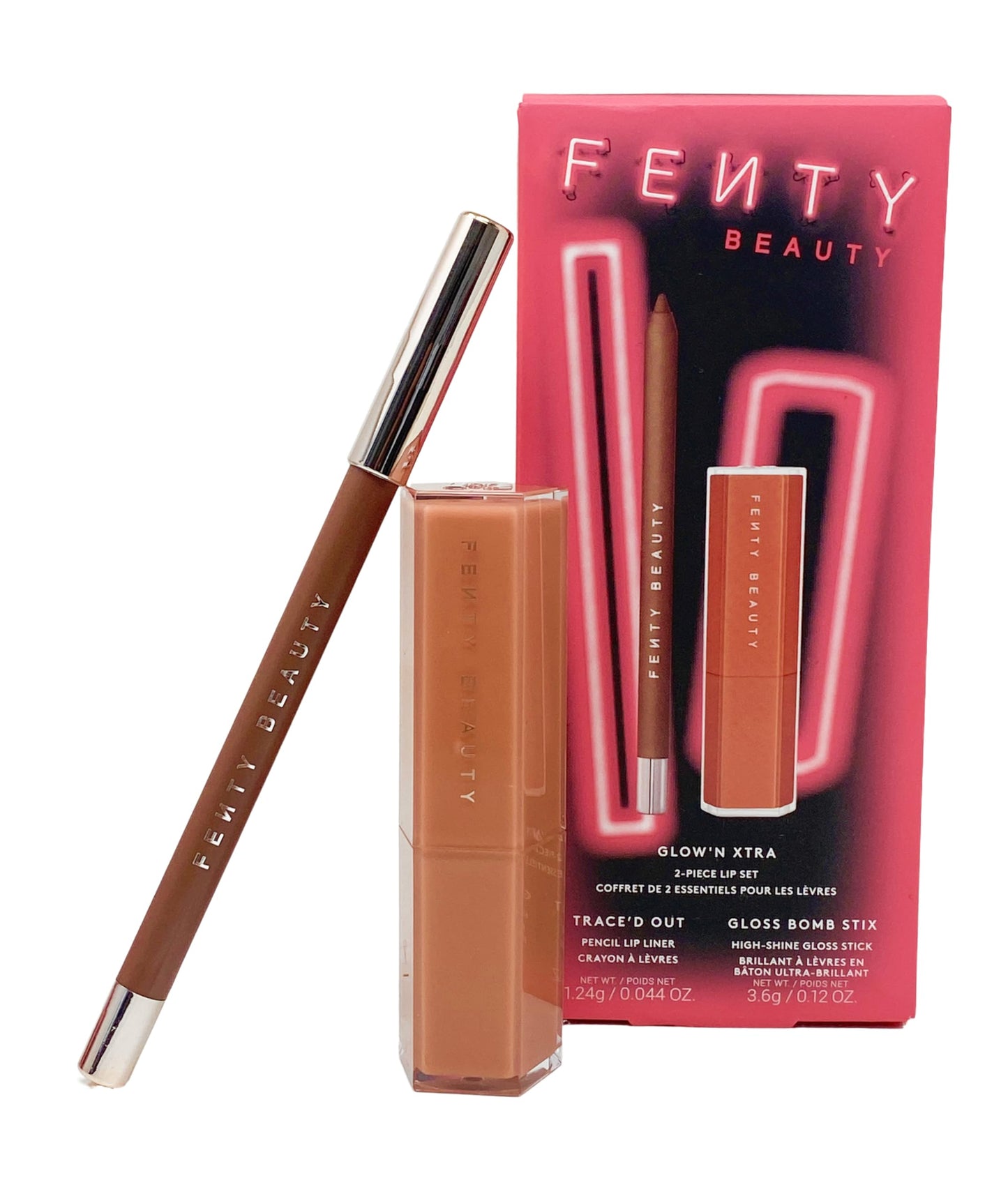 FENTY BEAUTY Glow'N Xtra 2 Piece Lip Set - Lip Liner (Extra Thigh) and Gloss Bomb Stix (Fenty Glow) Beauty & Personal Care FENTY BEAUTY