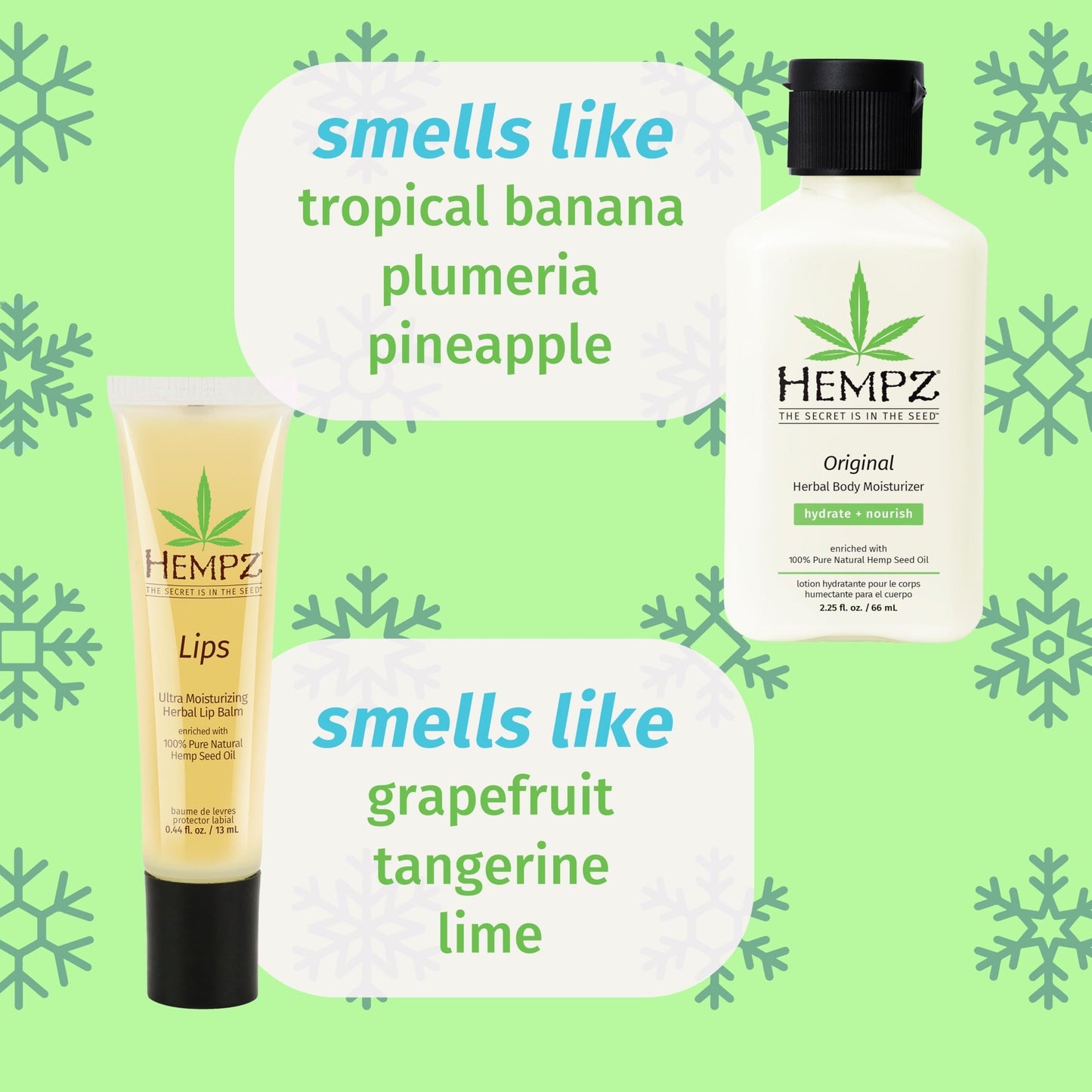 Hempz Original Mini Lotion and Lip Balm Gift Set, All is Bright Kit, Limited Edition, 2.25 oz and .44 oz Beauty & Personal Care Hempz