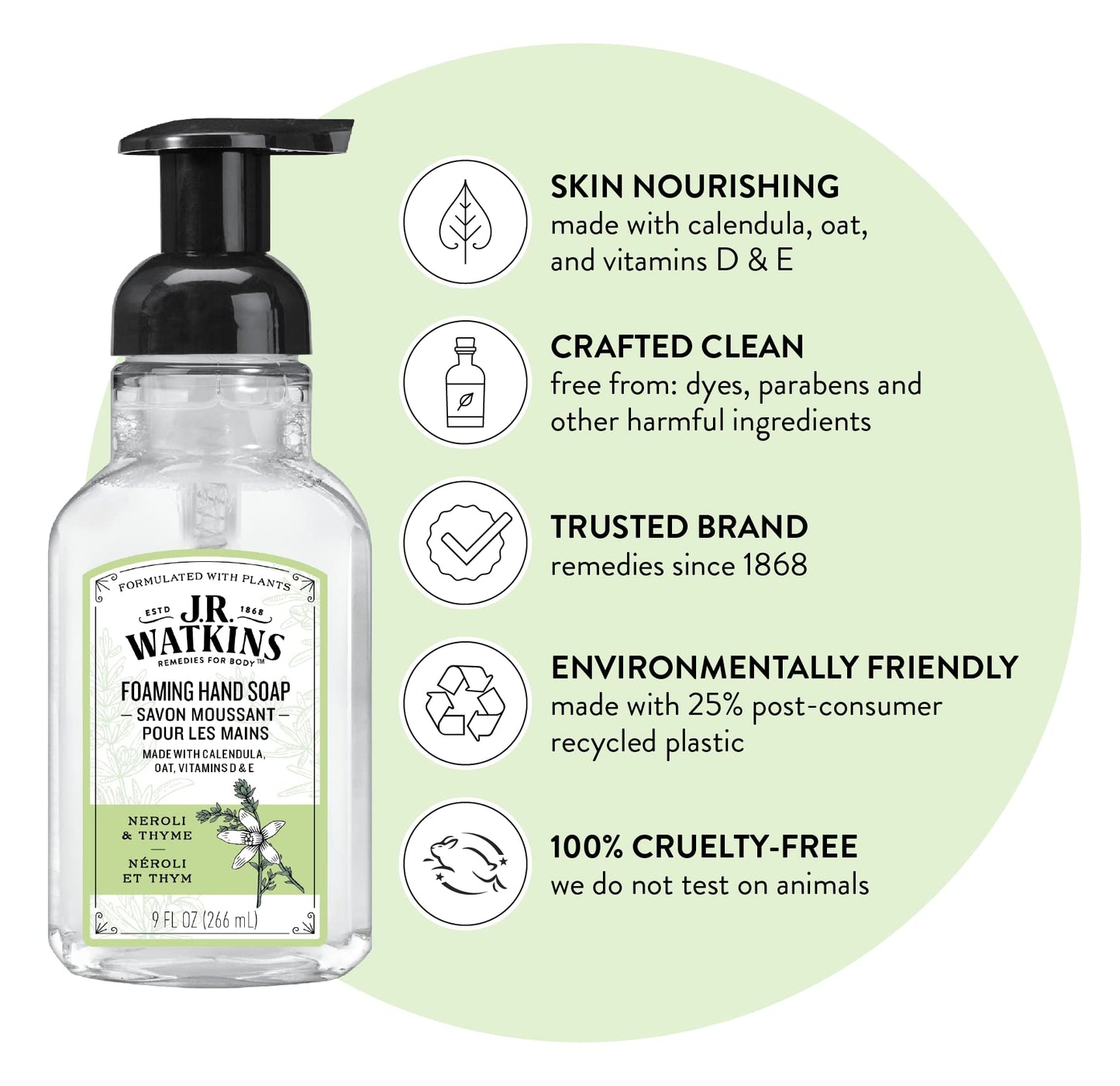 J R Watkins Foaming Hand Soap, Neroli & Thyme, 9 fl oz (266 ml) Beauty & Personal Care J.R. Watkins