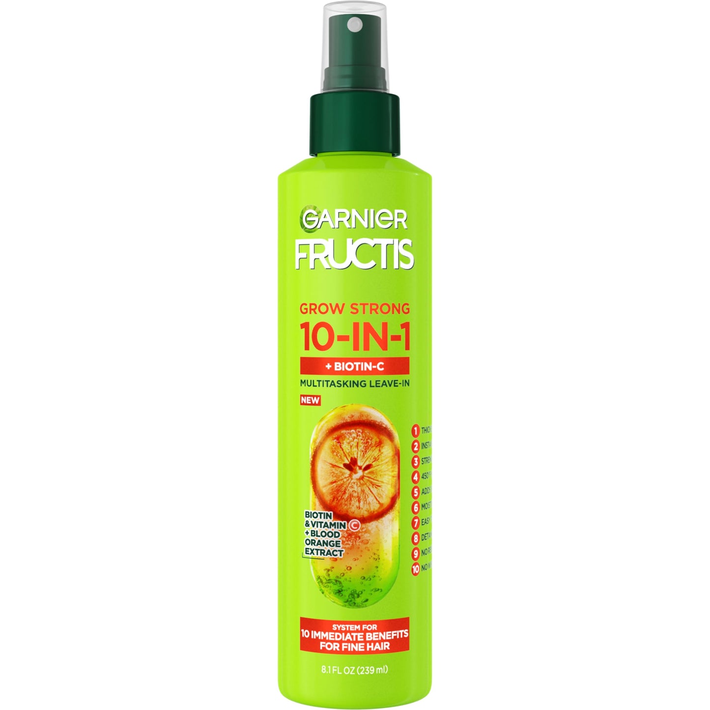Garnier Fructis Grow Strong Thickening 10-in-1 Spray, Biotin-C, 8.1 Fl Oz, 1 Count (Packaging May Vary) Beauty & Personal Care Garnier