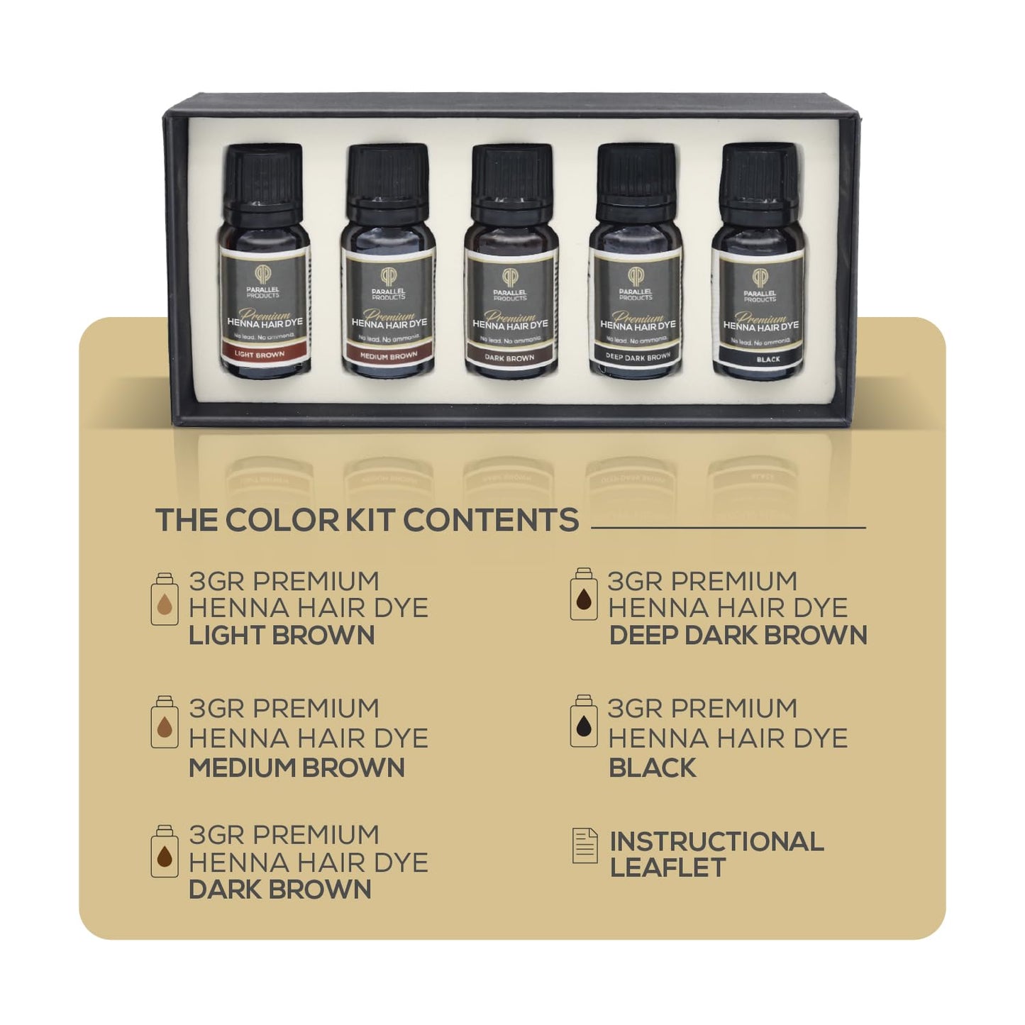 Parallel Products Henna Color Kit - Professional Hair Tint and Root Touch Up - 3 Gram Mini-Collection for Grey Coverage Beauty & Personal Care PARALLEL PRODUCTS