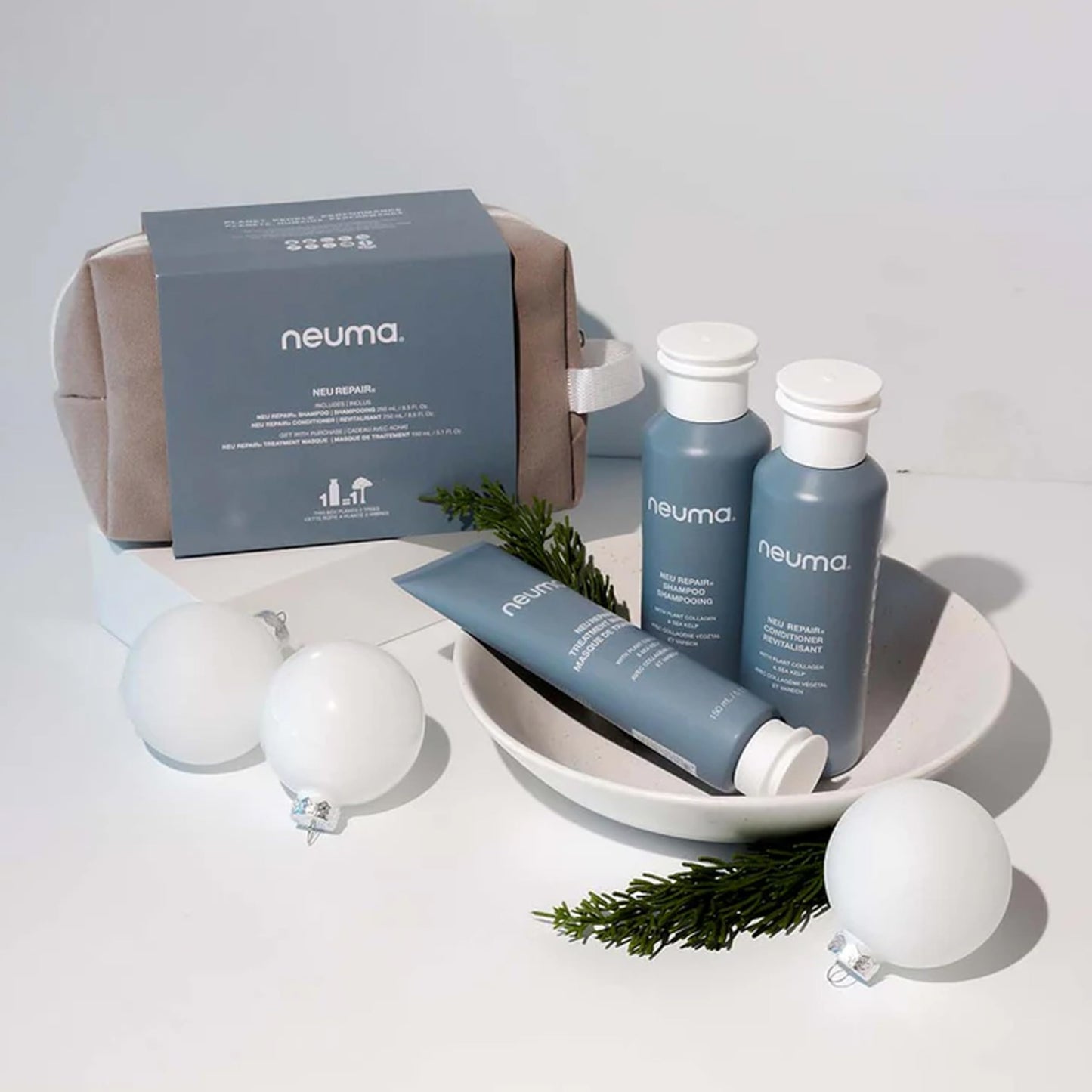 Neuma Neu Repair Shampoo & Conditioner Gift Set 8.5 FL Oz With Hair Repair Treatment Masque 5.1 FL Oz | Restores & Strengthens Damaged Hair | Lemon Beauty & Personal Care NEUMA