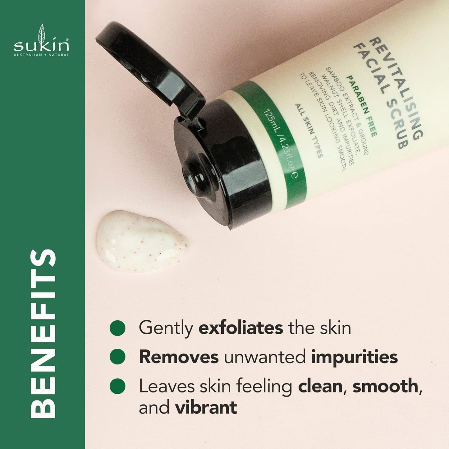 Sukin Signature Facial Scrub, Revitalizing - Natural Face Exfoliant with Bamboo Extract + Walnut Shell Powder, Microbead-Free, 4.23 Oz Beauty & Personal Care Sukin