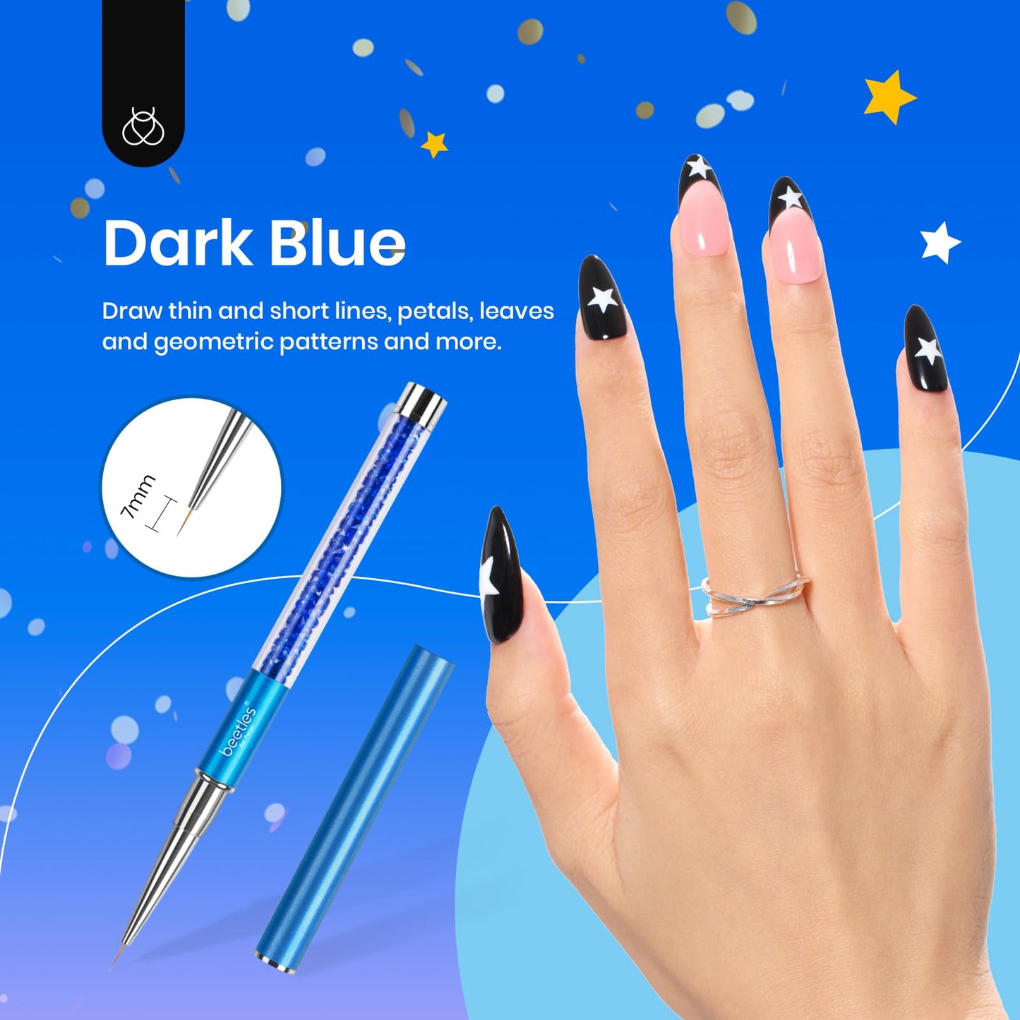 Beetles Gel Polish Nail Art Liner Brushes 5Pcs Painting Art Design Pen Set Diamond Application Rhinestone Handle Dotting Drawing Sizes 5 7 9 11 20mm Beauty & Personal Care beetles Gel Polish