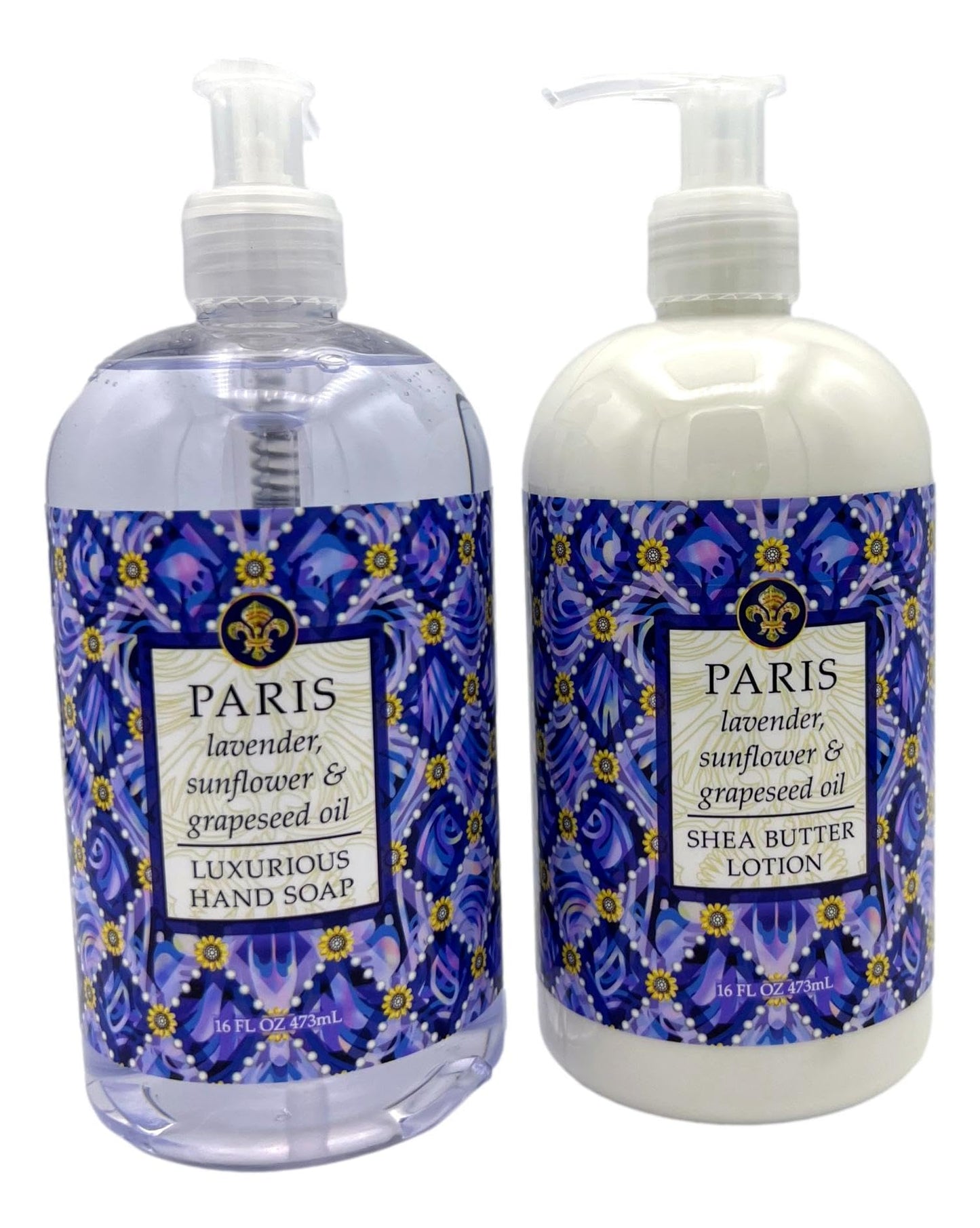 Greenwich Bay Trading Co., Destination Collection - Paris, Hand Soap and Shea Butter Lotion Set, 16 Ounces Each, Purple, white Beauty & Personal Care Greenwich Bay