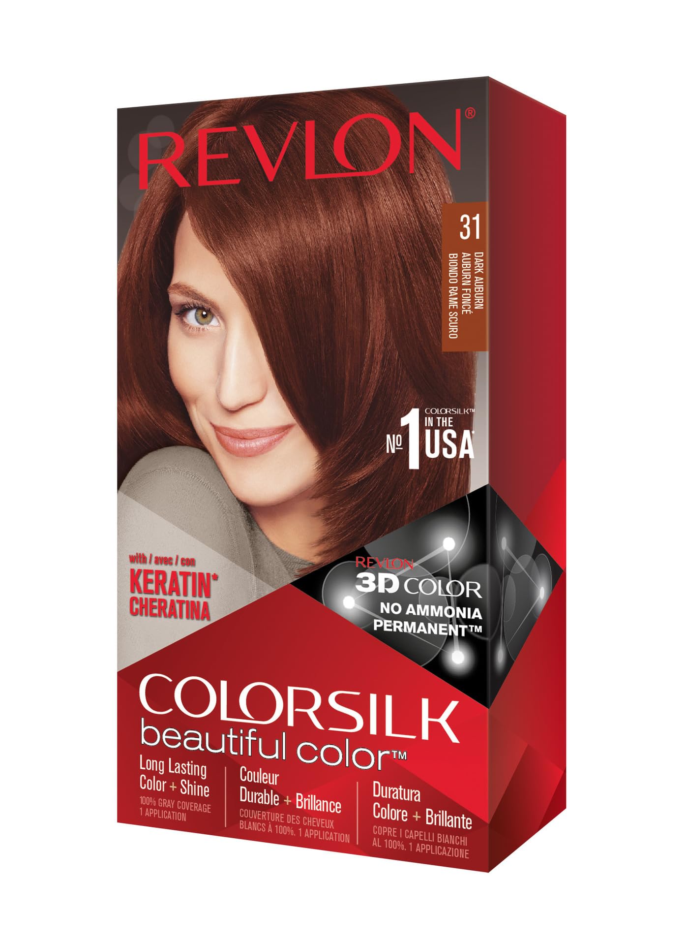 Revlon ColorSilk Hair Color, [31] Dark Auburn 1 ea (Pack of 3) Beauty & Personal Care REVLON