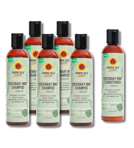 Tropic Isle Living 5x Hair Gro Rosemary Mint Shampoo 8oz and Conditioner 8 oz Gently Cleanses, Repairs & Nourishes with Mint, Aloe Vera & Shea Oil Beauty & Personal Care Tropic Isle Living