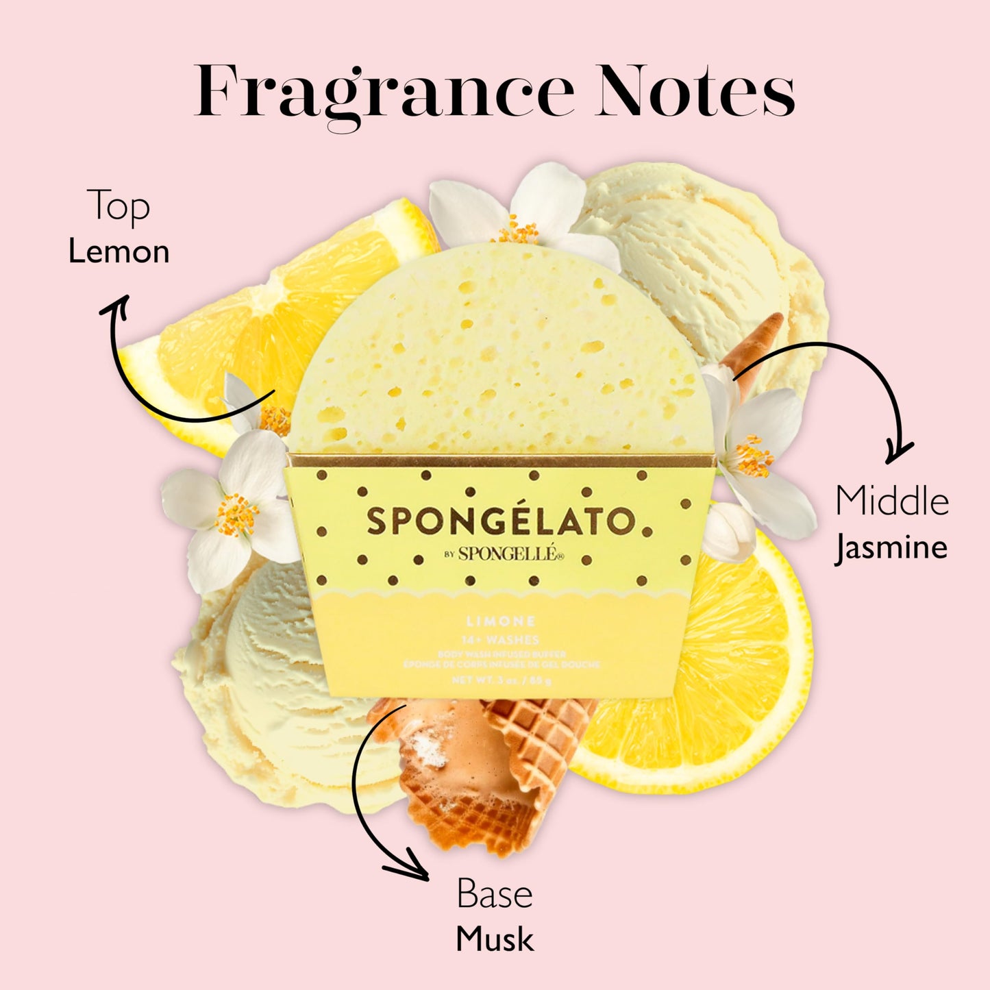 Spongellé Limone (Lemon) Spongélato Bath Sponge - Built-In Body Wash & Body Scrubber, Shower Loofah Sponge for Women - 14+ uses Beauty and Personal Care SPONGELLÉ