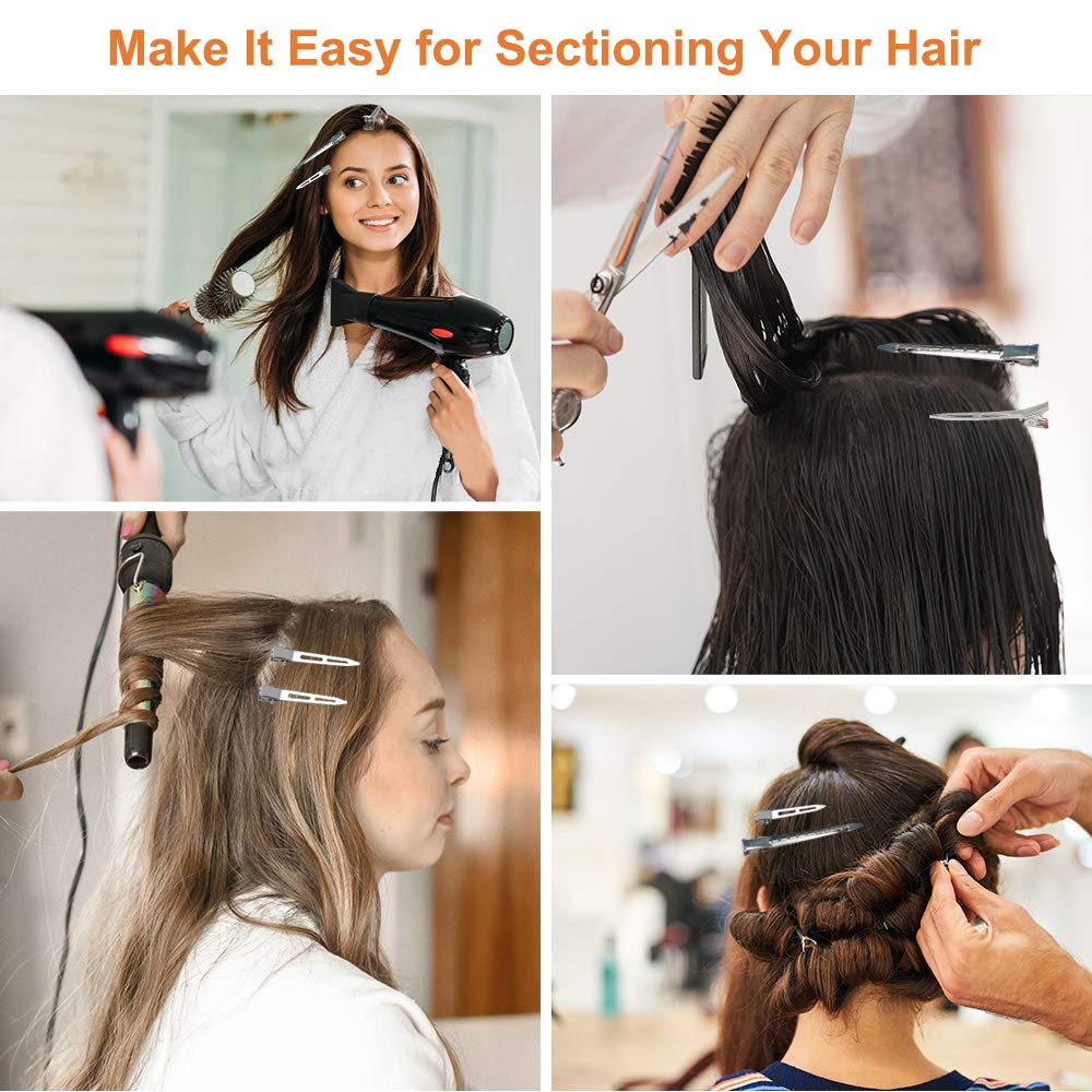 HiJeaton 60Pcs Metal Duck Billed Hair Clips for Women Styling Sectioning, Silver Hair Pins for Long Hair, Alligator Curl Loc Clips for Thick Hair Beauty & Personal Care HiJeaton