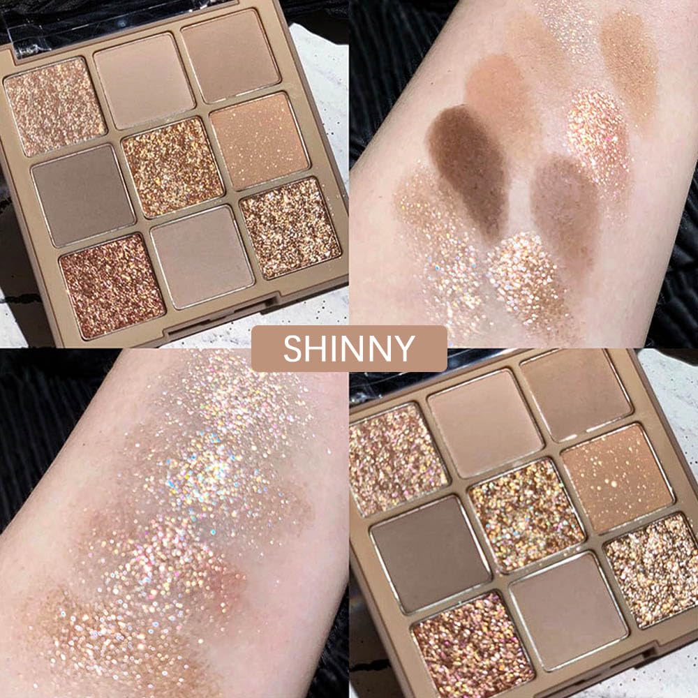 CAKAILA Eye Shadow Palette Makeup,9 Colors Gold Matte Shimmer Vegan Eyeshadow,Long Lasting Waterproof Naturing-Looking make up pallets Beauty and Personal Care CAKAILA