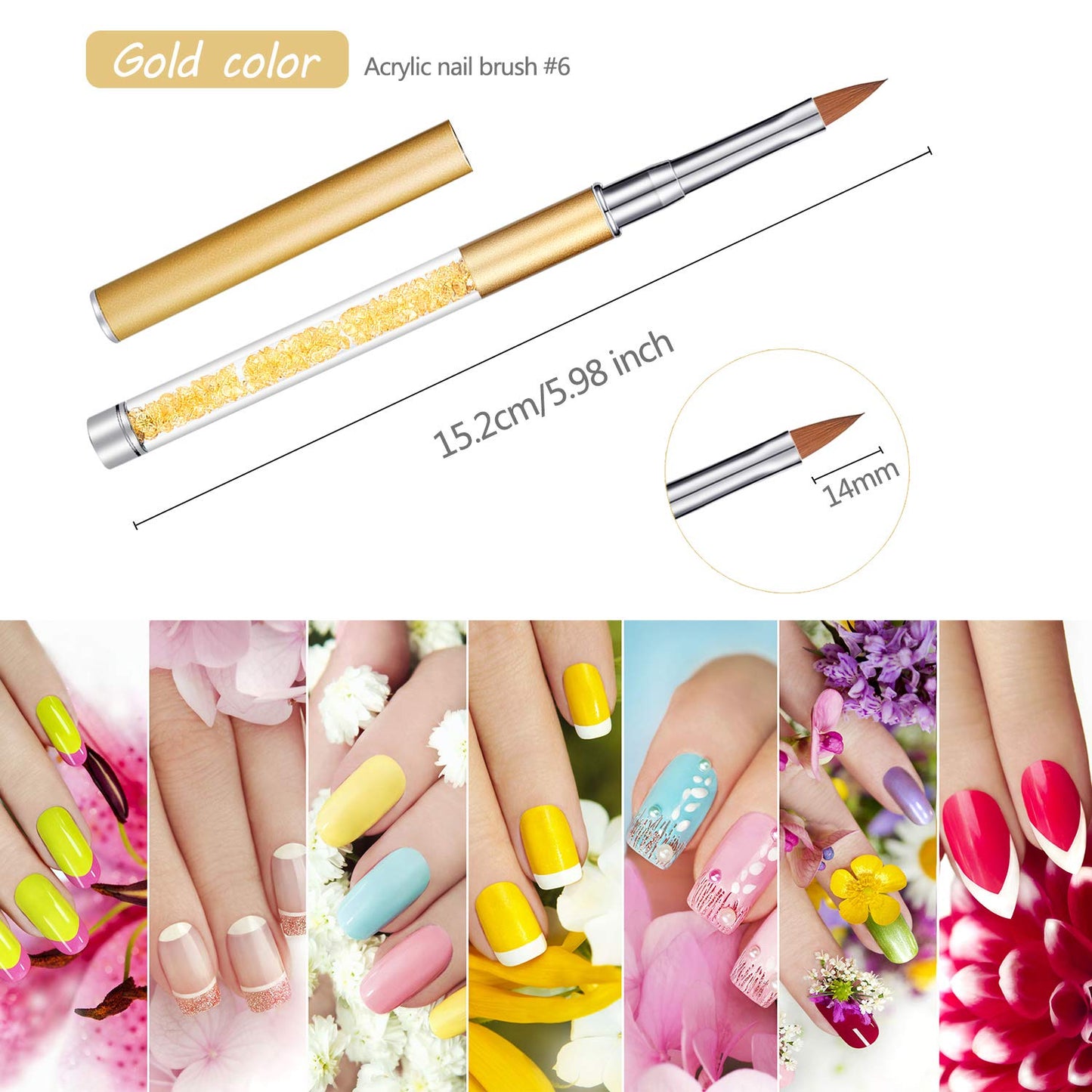 Honoson 5 Pieces Acrylic Nail Brush 3D Nail Brushes for Acrylic Flower UV Gel Pen Painting Tools Home DIY Salon Using Manicure Pen, Size 4, 6, 8, 10 Beauty & Personal Care Honoson