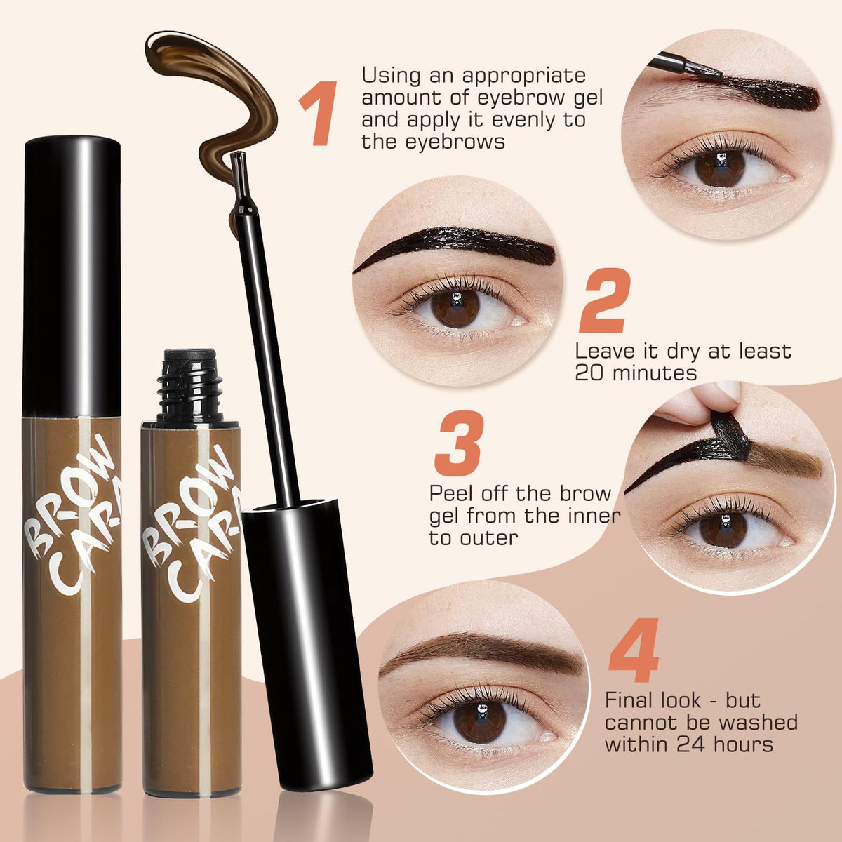 Anguishil Tattoo Peel Off Eyebrow Gel Tint - Brow Gel With Eyebrow Stencils, Long-lasting Waterproof Transfer-proof Eye Brow Tinting Kit For Fuller… Beauty & Personal Care Anguishil