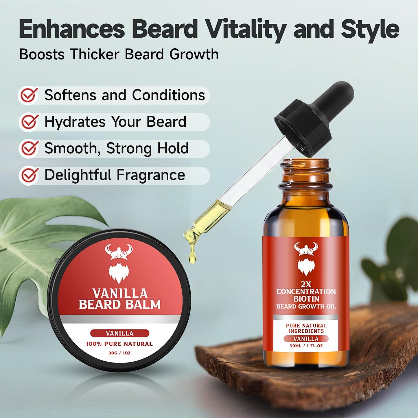 MistySprite Beard Growth Kit - 2X Concentration Biotin for Men, Natural Ingredients with Argan Oil, Jojoba Oil and Vitamin (Vanilla) Beauty and Personal Care MistySprite