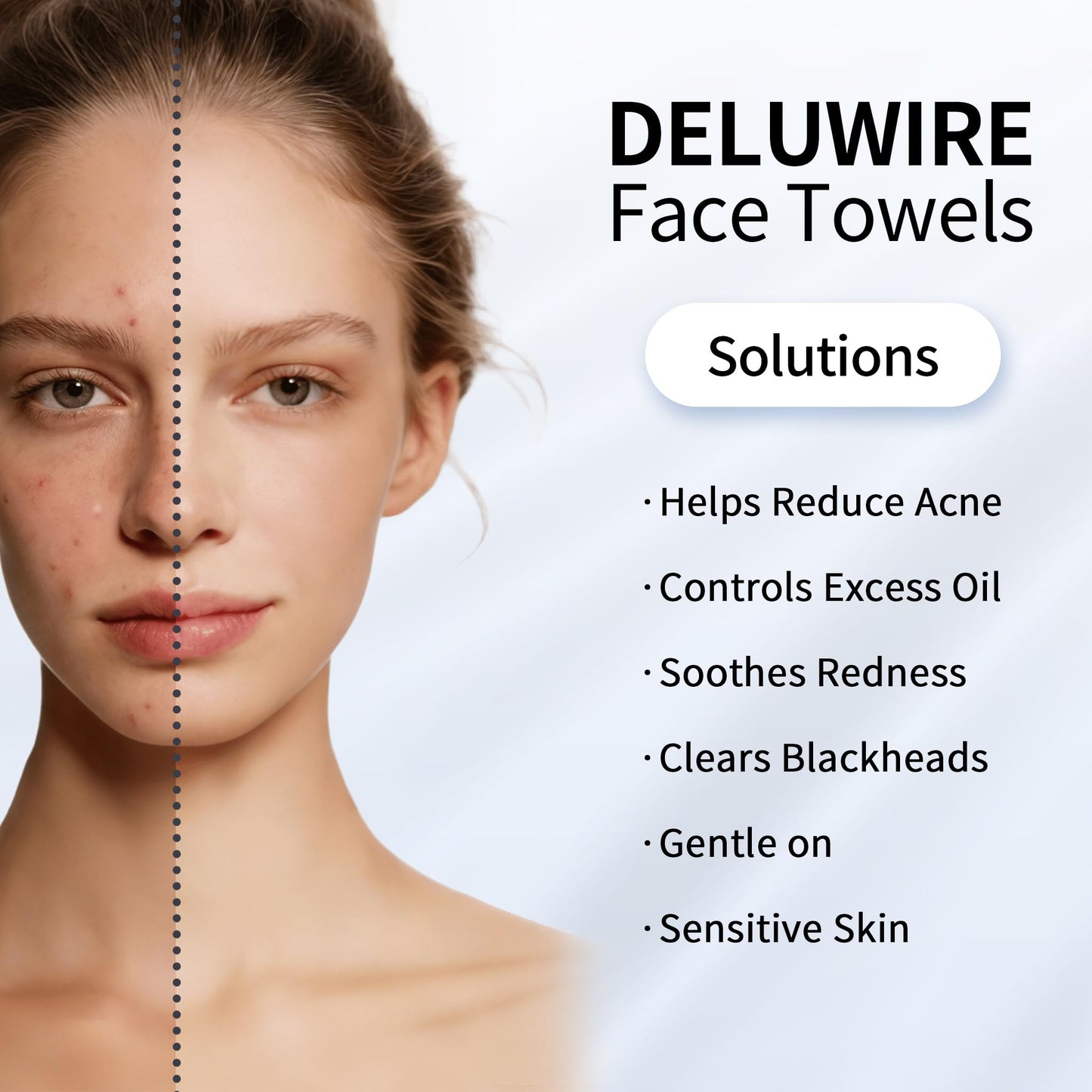 Disposable Face Towels XL 10"×12", 50 Count Ultra Soft Thick Biodegradable Facial Towels, Plant Fiber Dry Wipes for Sensitive Skin, Makeup Remover Beauty and Personal Care Deluwire