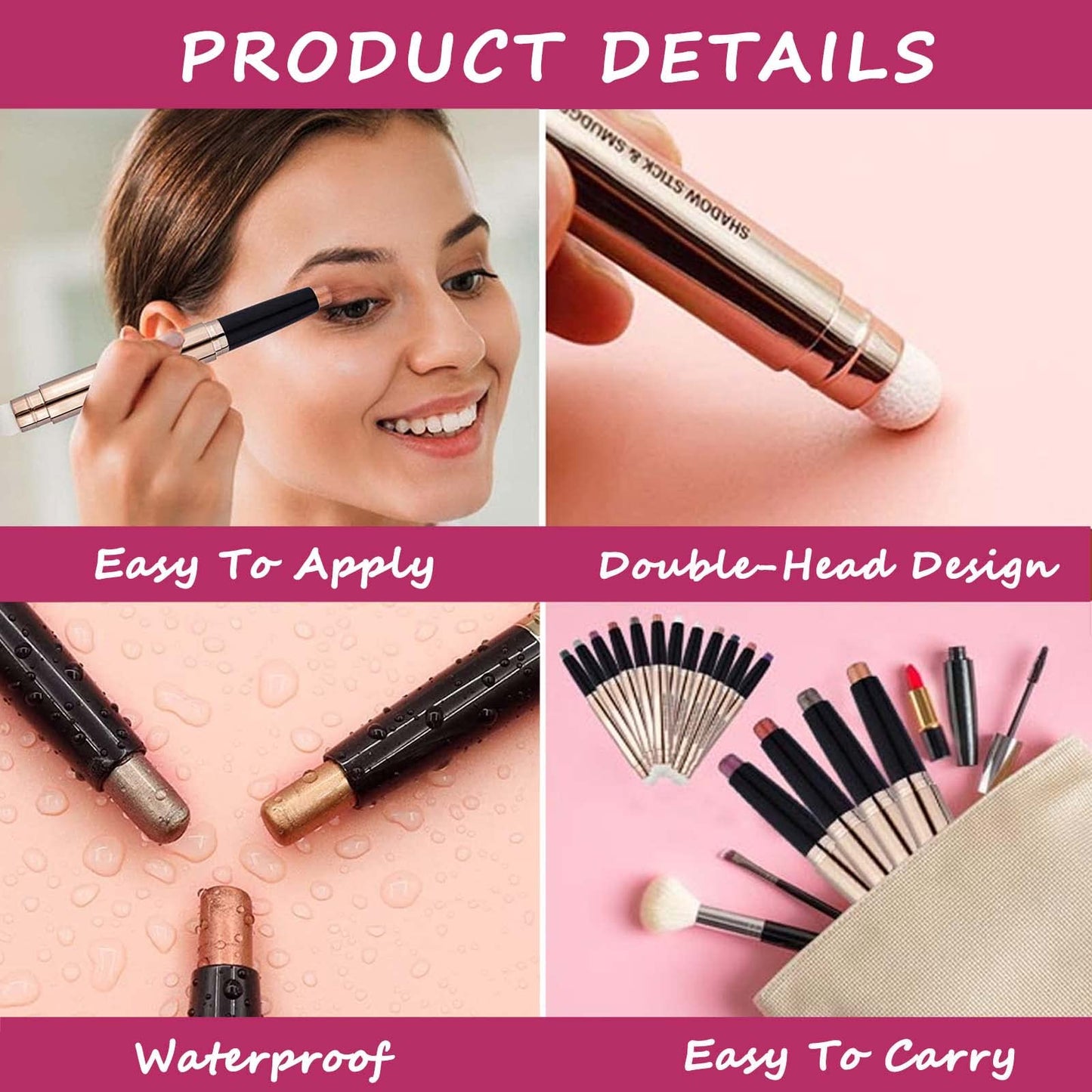 Daeuwiutr White Eyeshadow Stick Makeup?Cream Shimmer Smooth Glitter Eye Shadow Pencil Base Primer Palette, Waterproof Long Lasting EyeShadow Pen White Beauty & Personal Care Daeuwiutr