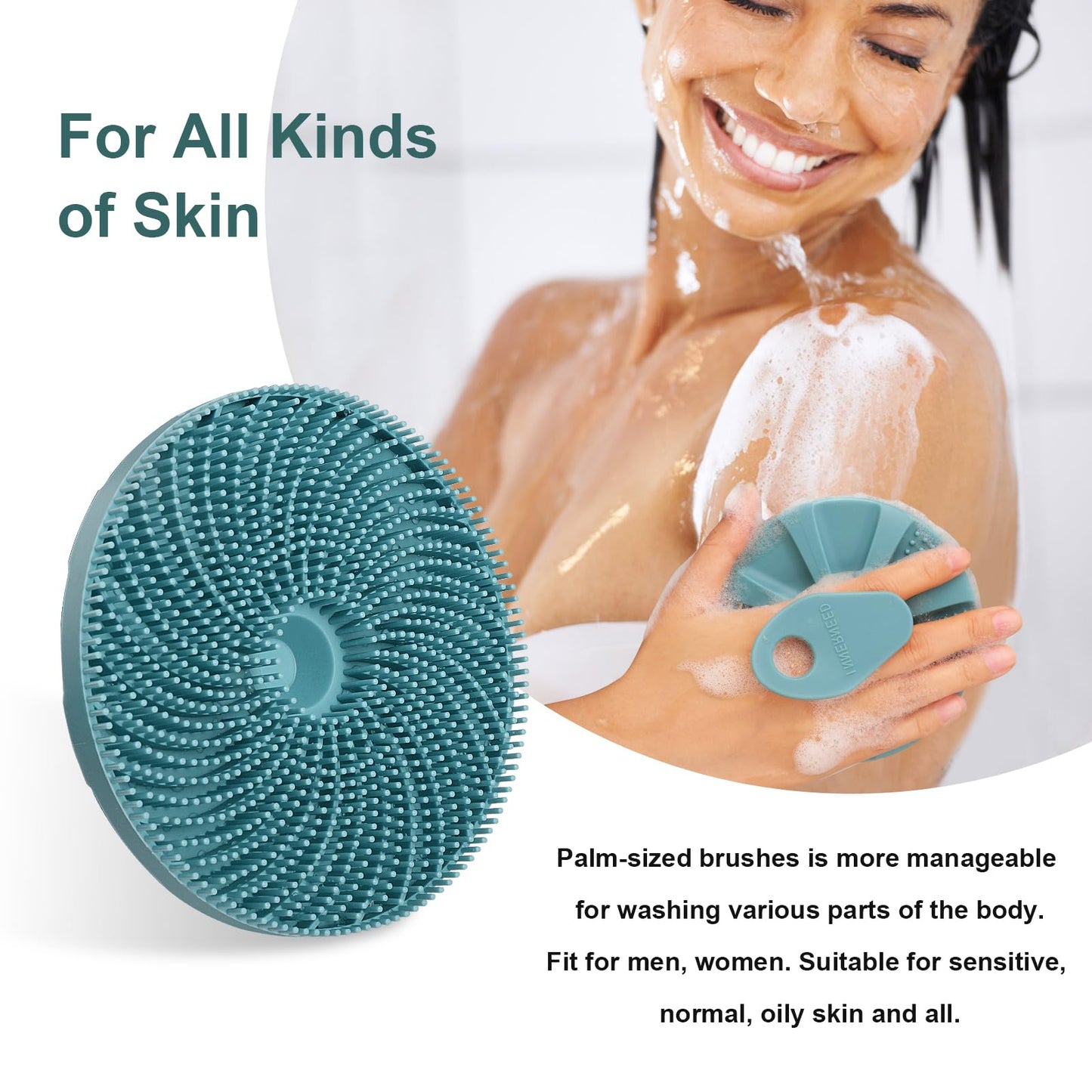 INNERNEED® More Hygienic Silicone Body Scrubber Exfoliating & Massaging Shower Brush, Bathing Tool, for All Skin Types, Lathers Well, Longer Service Beauty & Personal Care INNERNEED