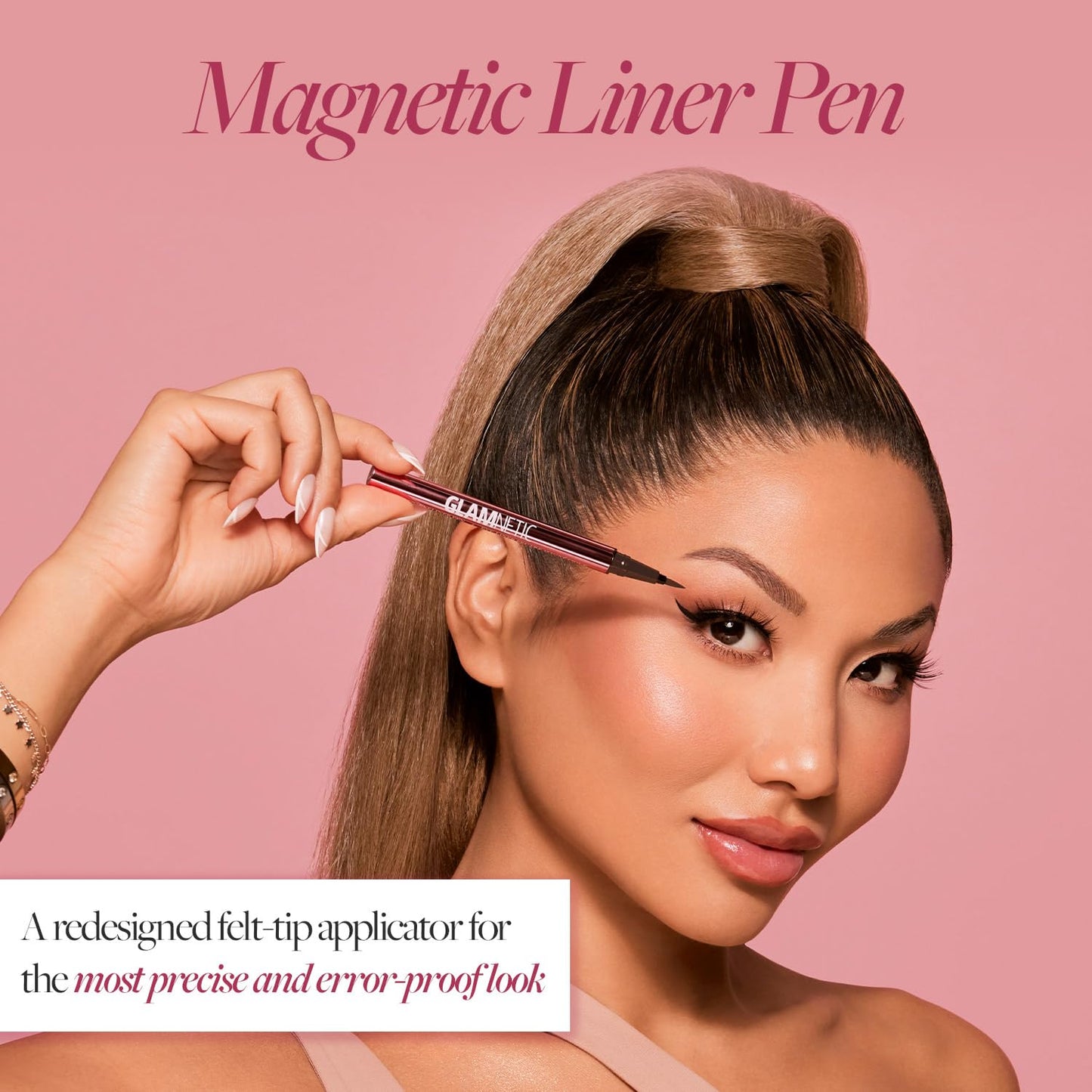 Glamnetic Felt Tip Magnetic Eyeliner Pen - Brown 0.025 fl oz | Brown Smudgeproof & Waterproof Eyeliner Pen, All-Day Hold for Magnetic Eyelashes Beauty & Personal Care Glamnetic