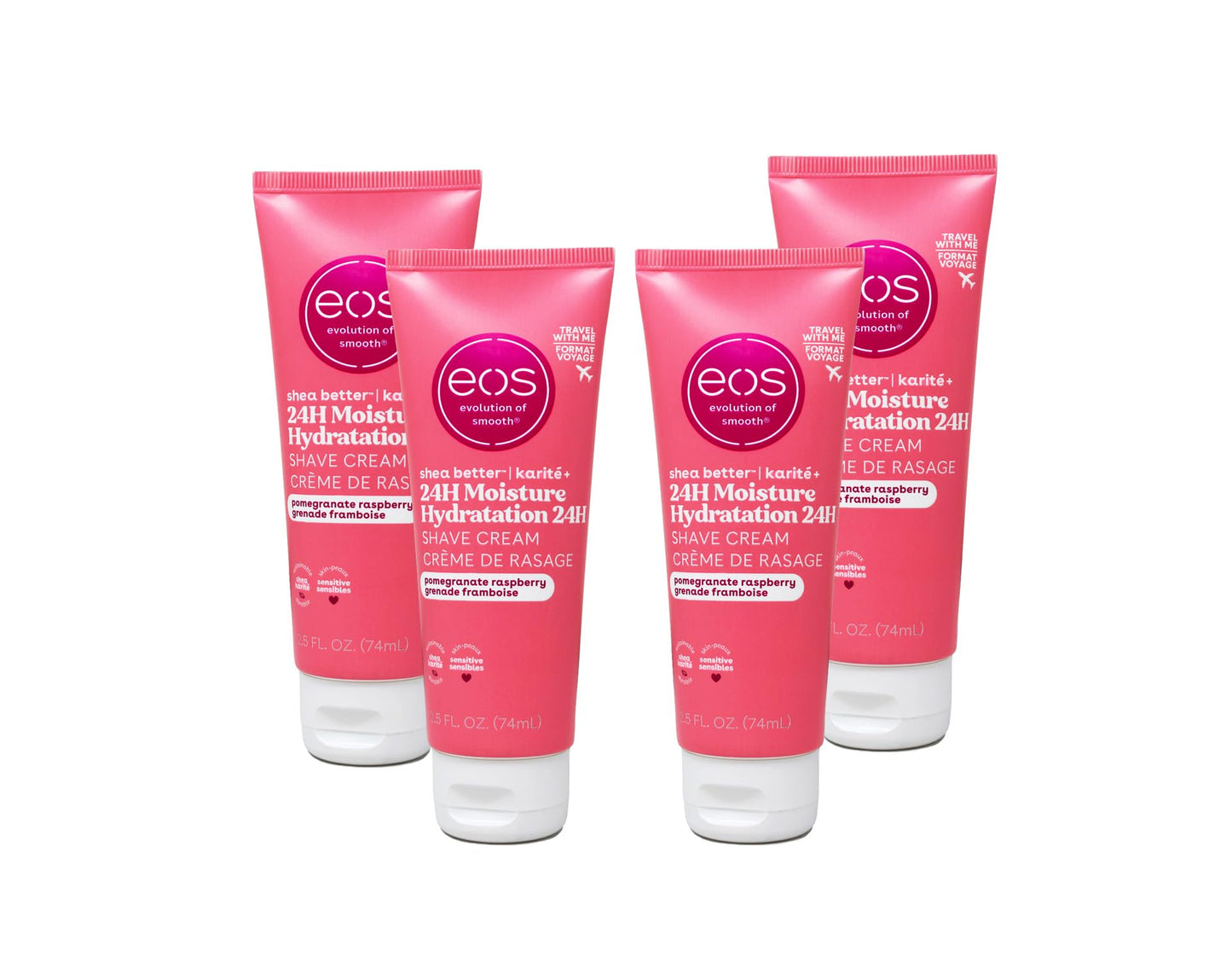 Evolution- of- Smooth Shave Cream Pomegranate Raspberry, 2.5 oz for Women (4 Pack) Beauty and Personal Care eos
