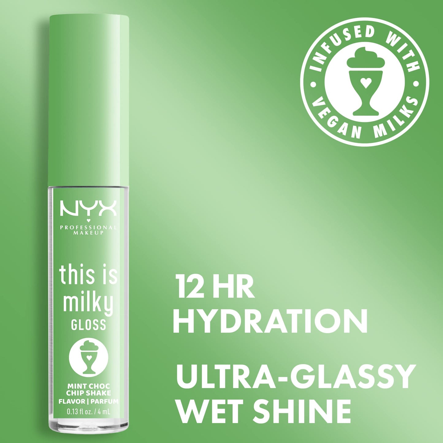 NYX PROFESSIONAL MAKEUP This Is Milky Gloss, Lip Gloss with 12 Hour Hydration, Vegan - Mint Chocolate Chip Shake (Mint Green) Beauty & Personal Care NYX PROFESSIONAL MAKEUP