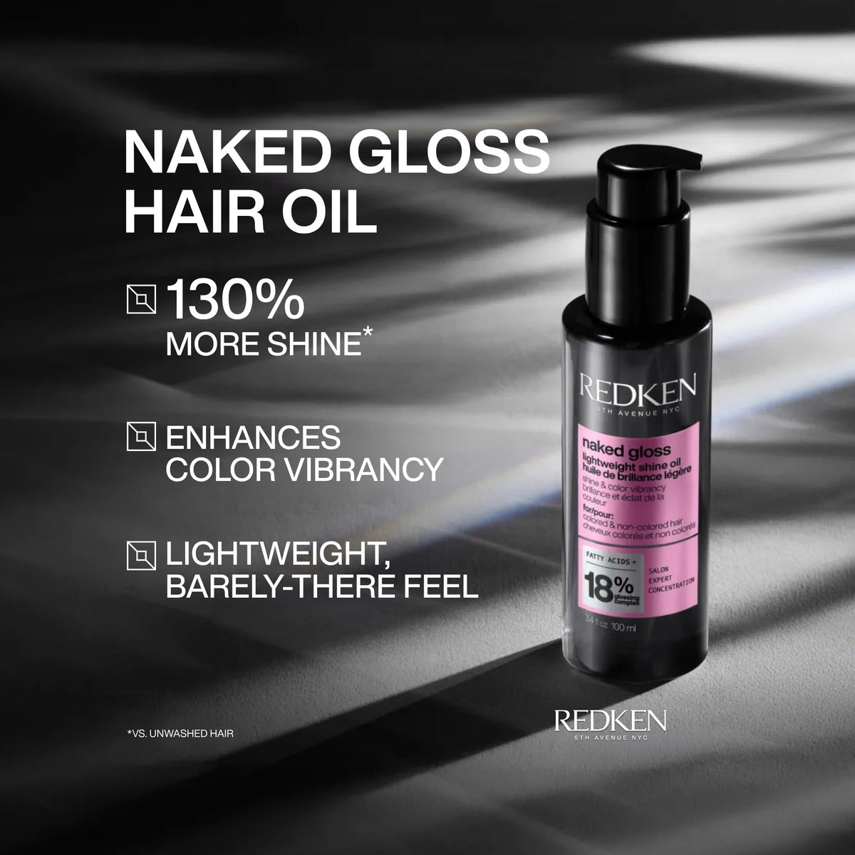 Redken Naked Gloss Shine Hair Oil - For Color-Treated Hair, 1.6 Fl Oz