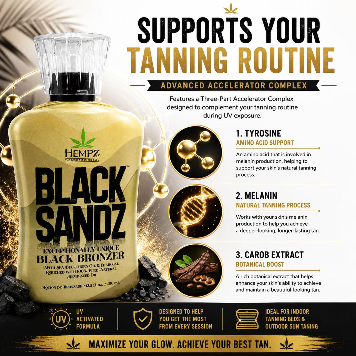 Hempz Black Sandz Unique Black Bronzer DHA & Cosmetic Bronzer 13.5oz
