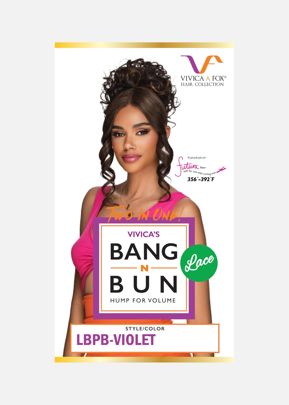 Vivica A. Fox Hair Collection LBPB-VIOLET, Bang & Bun, Quick and Easy Lace, Ponytail Bun and Lace Bangs (P4/30/33)