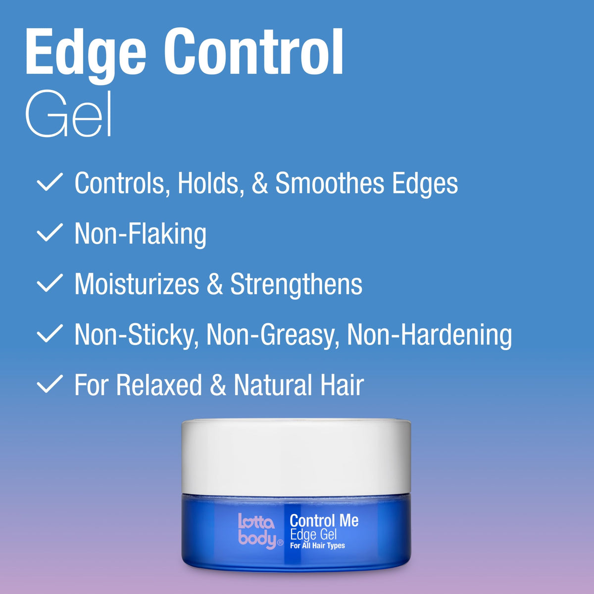 Lottabody Control Me Edge Gel with Coconut & Shea Oils For All Hair Types, Black, 2.25 Ounce (Pack of 1) Beauty & Personal Care Lottabody