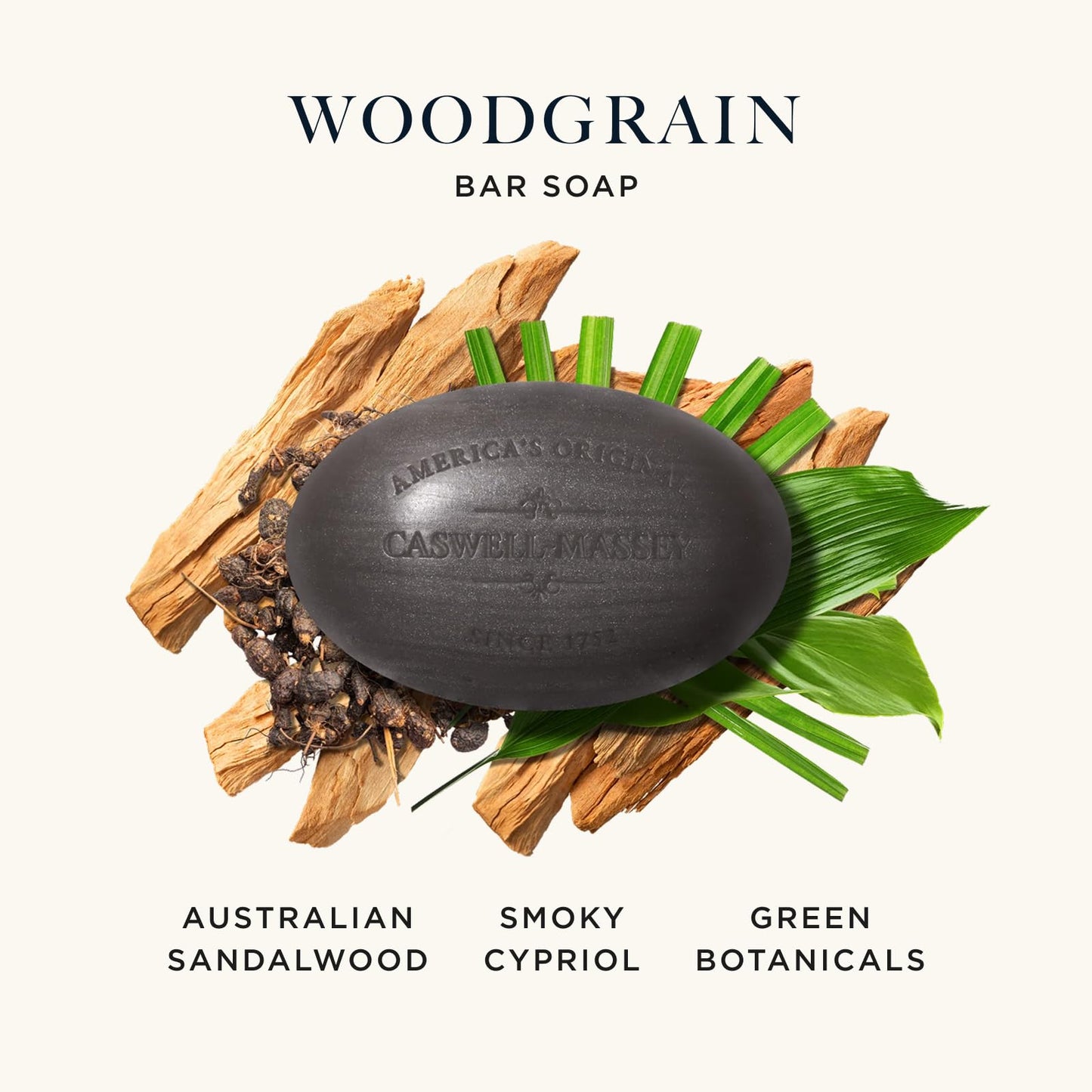 Caswell-Massey Natural Bar Soap Gift Set - Sandalwood - Triple-Milled Moisturizing Body Soap Bars for Men & Women, Plant-Based Formula with Essential Beauty & Personal Care Caswell-Massey