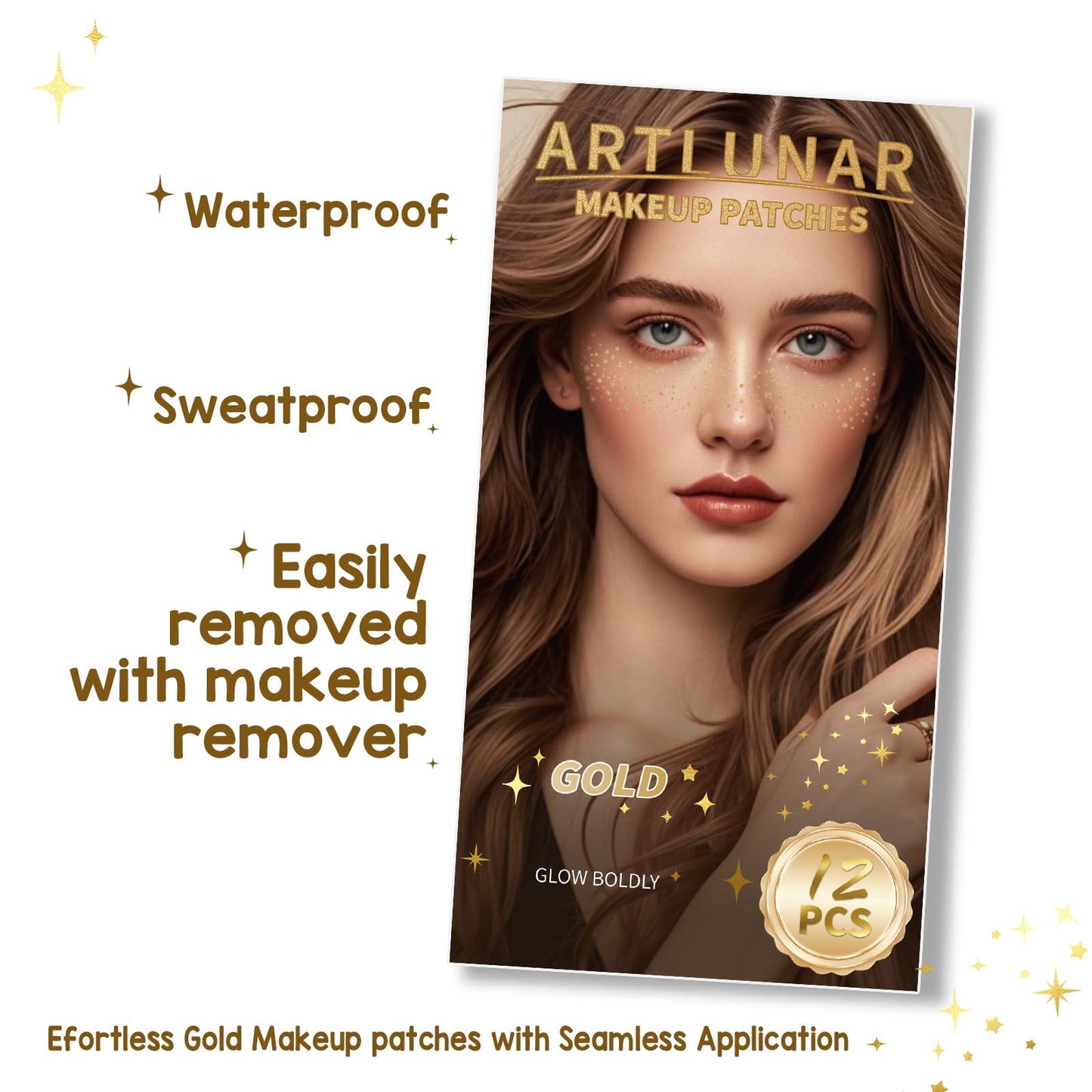Artlunar 12Pcs Face Glitter Makeup Patches, Glitter Makeup Accessories for Women & Girls, Perfect for Music Festivals, Easter, Concerts, Parties Beauty & Personal Care Artlunar