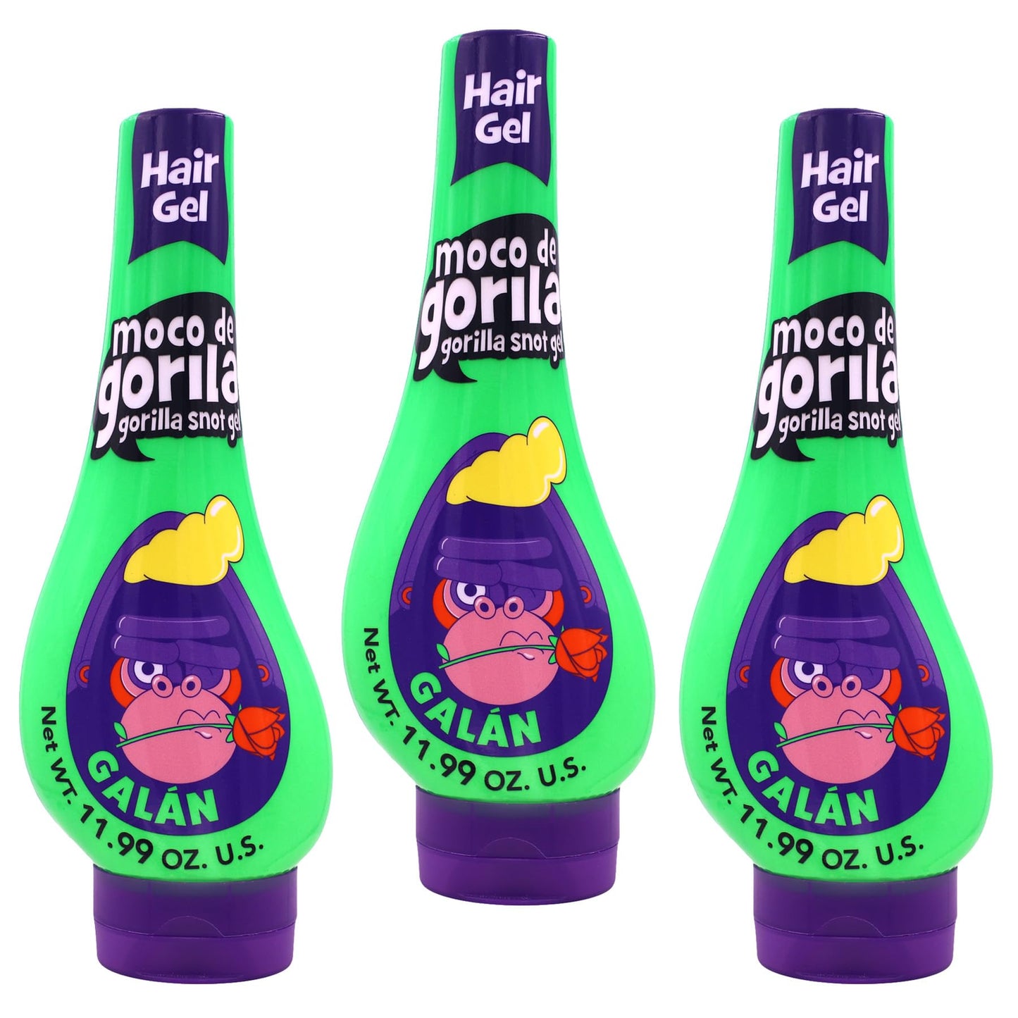 Moco de Gorila Galan Hair Styling Gel, Reactivatable with water, Long-lasting Hold, 11.99 Oz Squeezable Bottles (Pack of 3) Beauty & Personal Care Moco de Gorila