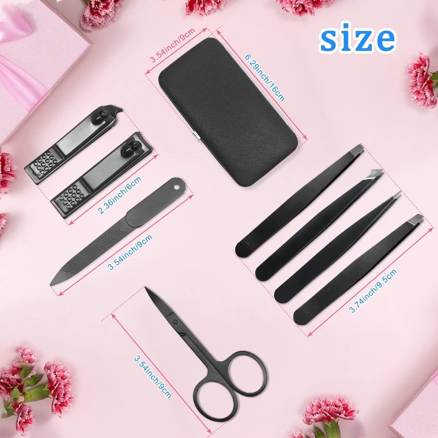 Fangze Tweezers and Fingernail Clippers Kit, 8 Pcs Professional Tweezer Nail Clipper Set Stainless Steel Manicure Tools with Case for Men Women Beauty & Personal Care Fangze