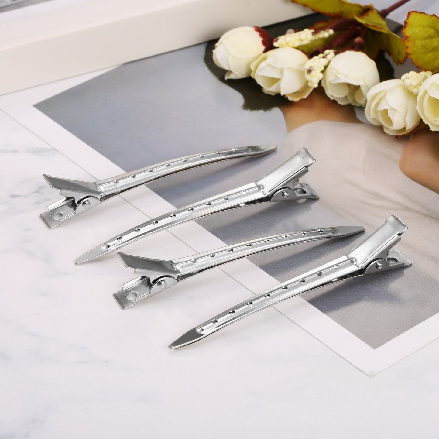 24 Pieces Duck Bill Hair Clips 3.5 Inches Duckbill Hair Clips Metal Alligator Curl Clips for Women Styling Sectioning Long Hair Sectioning Clips Beauty & Personal Care Hicarer