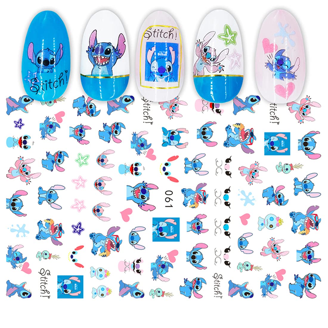 Cute Nail Stickers Kawaii Cartoon Nail Stikers Self-Adhesive Nail Decals for Women Girls Kids Nail Art Stickers (75+Decals) Beauty & Personal Care Emifunny